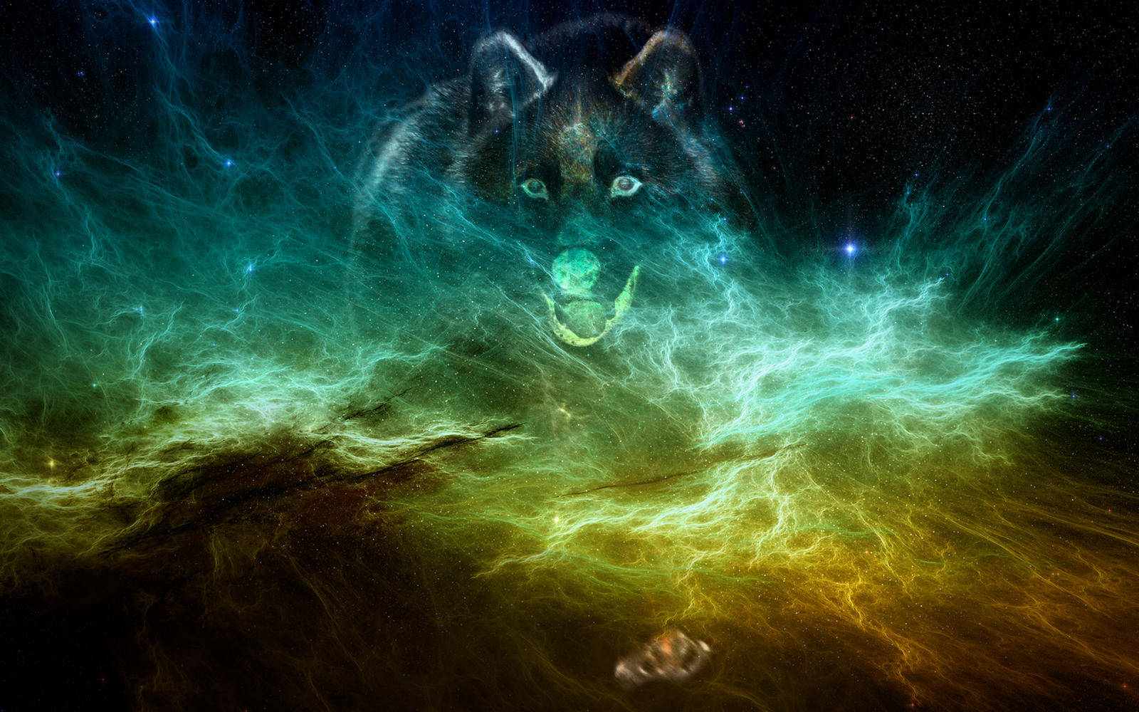 Cool supernova-galaksie med løbende ulv Wallpapers