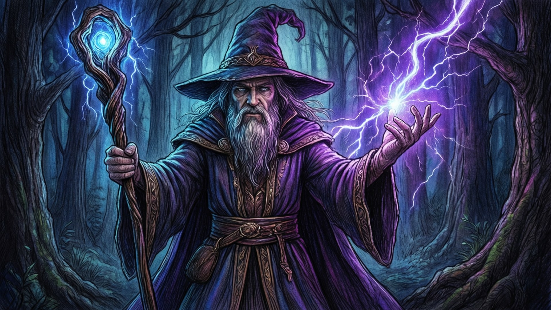 Cool tegning af lynmagiker Wallpapers