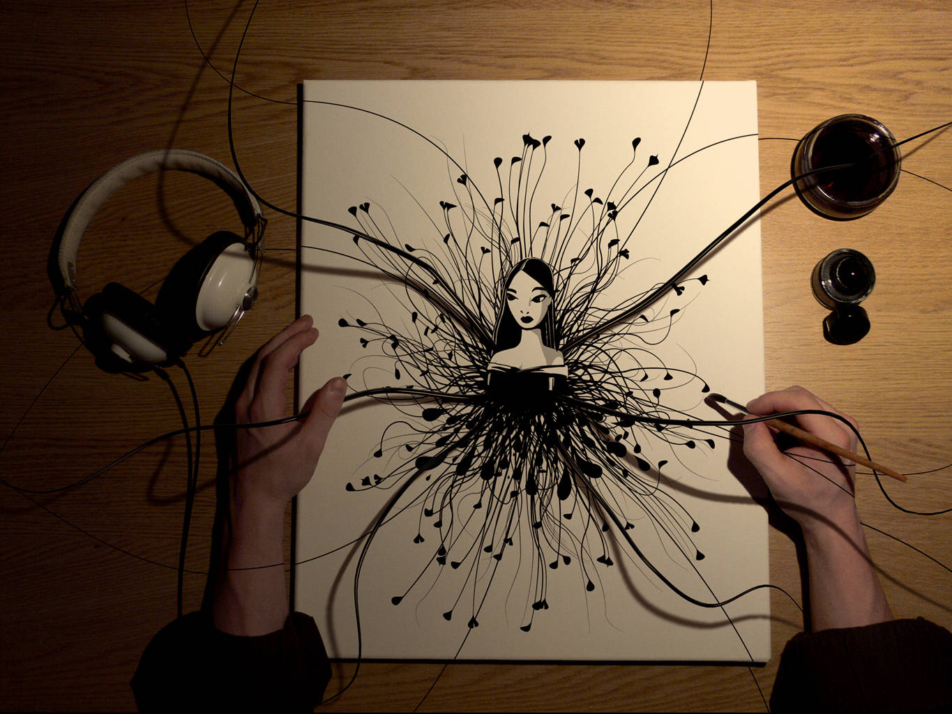 Cool tegning af rankekvinde Wallpapers