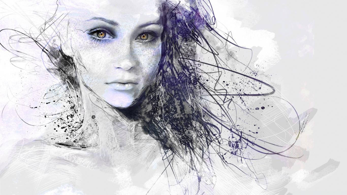 Cool tegning med sprøjt af en dame Wallpapers