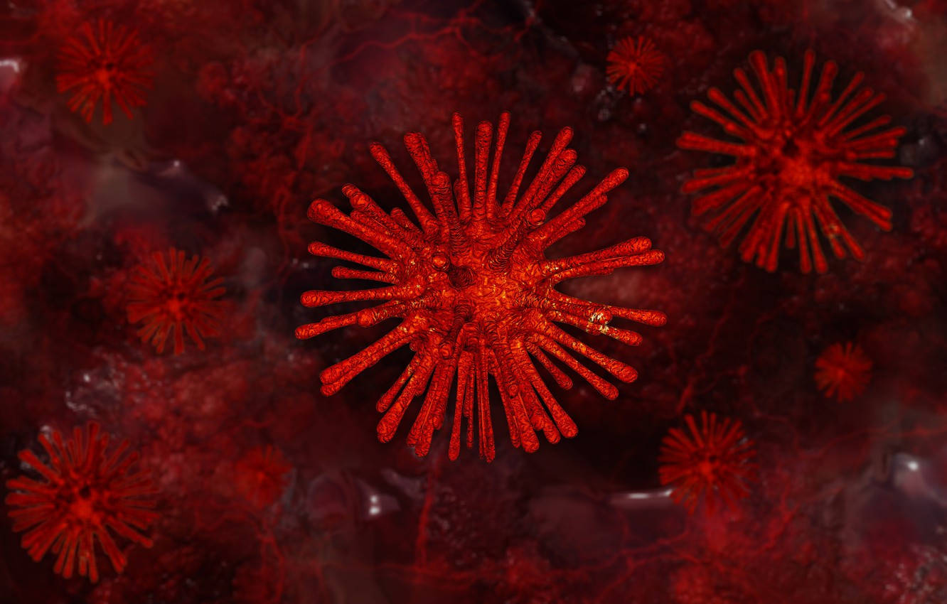 Coronavirus-model som fyrværkeri i røde flager Wallpapers