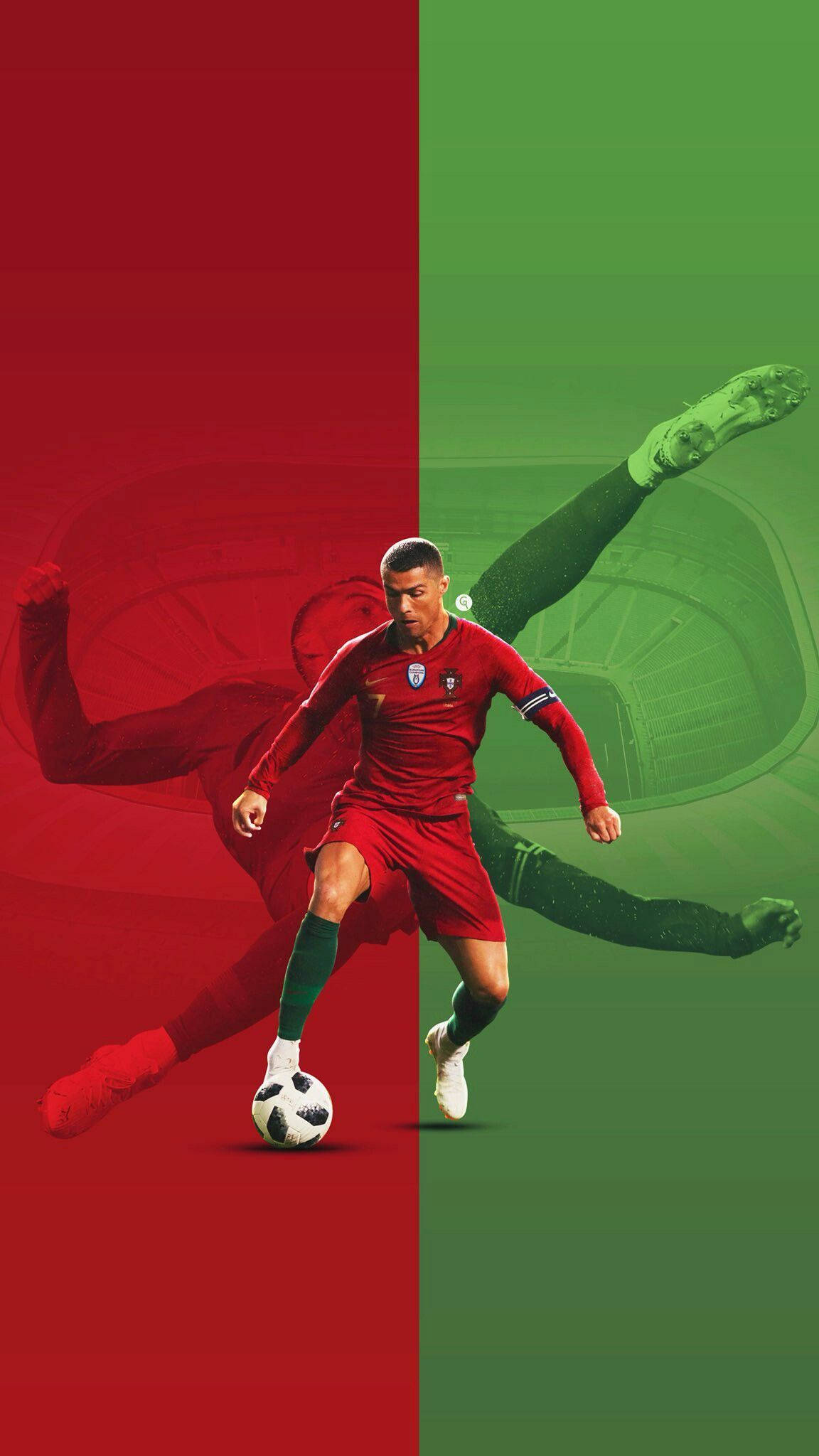 Cristiano Ronaldo Cool Rød Og Grøn Tema Wallpapers