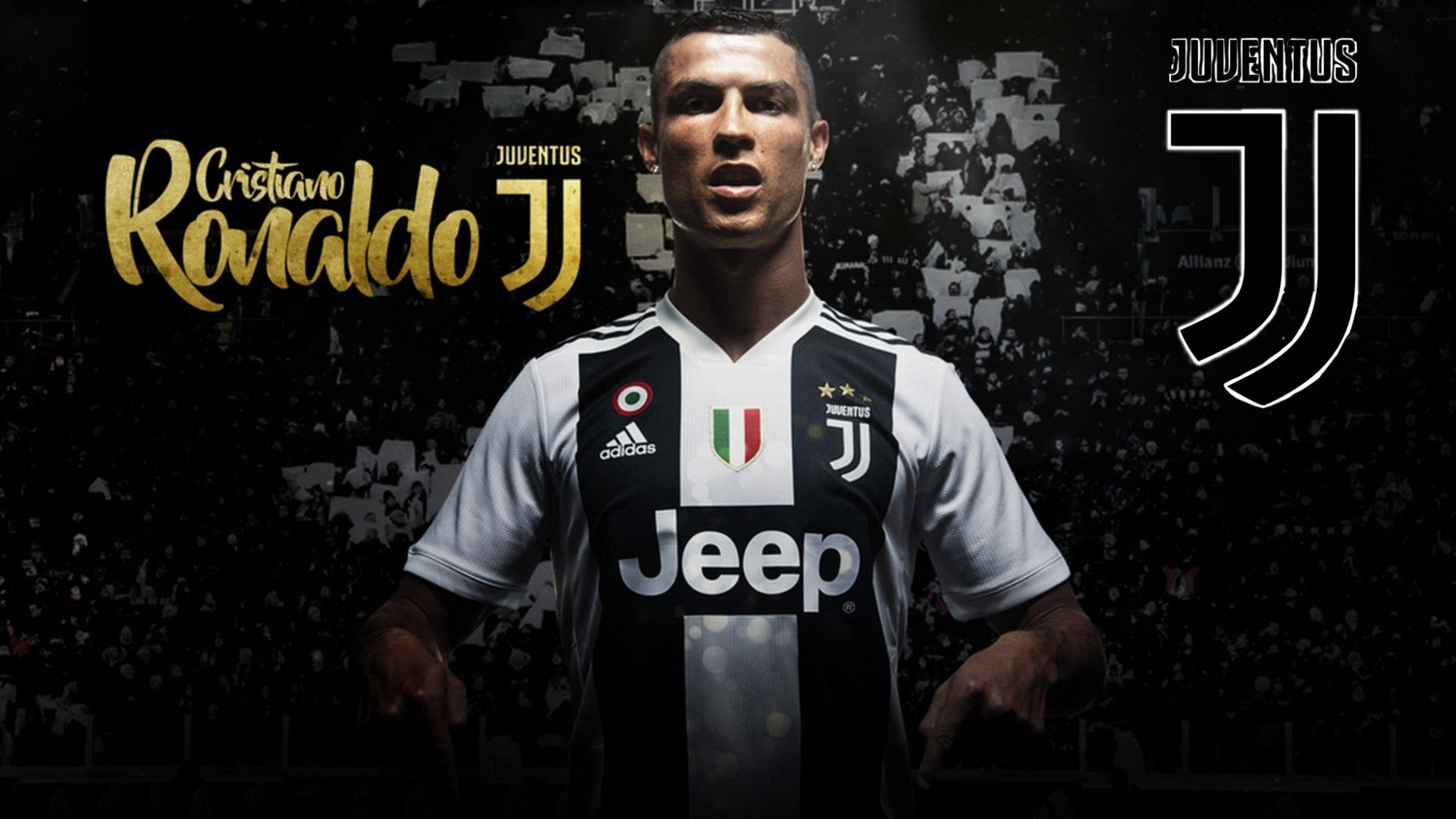 Cristiano Ronaldo i sin hjemmebanedragt, klar til at gå på banen som en del af det mægtige Juventus-hold Wallpapers