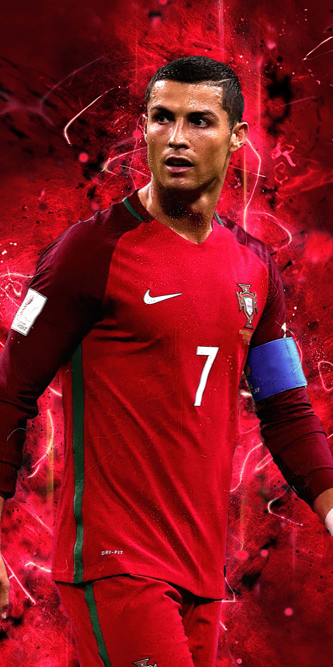 Cristiano Ronaldo afleverer et kraftfuldt skud på banen Wallpapers