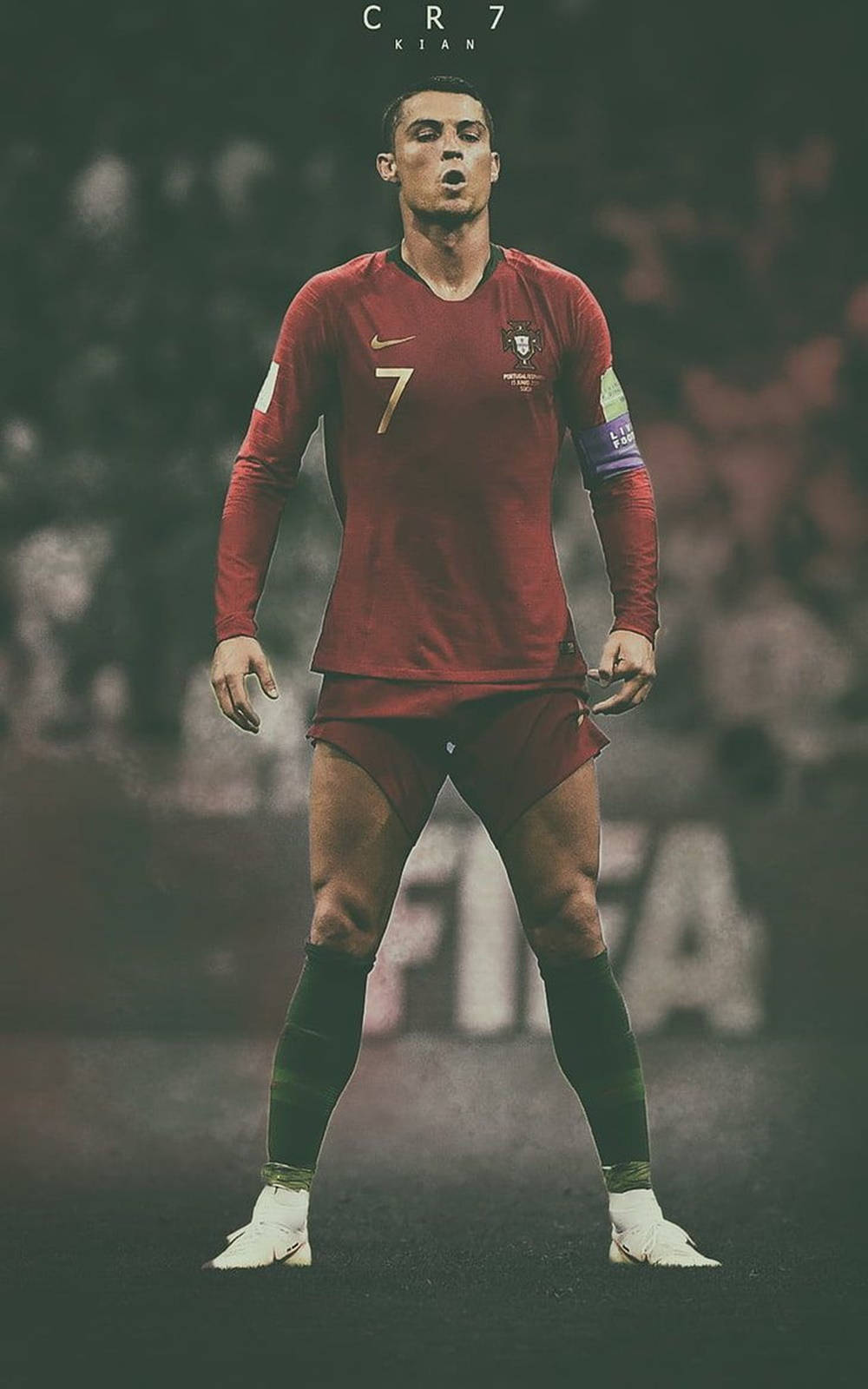 Cristiano Ronaldo Cool Rød FPF Trøje Wallpapers