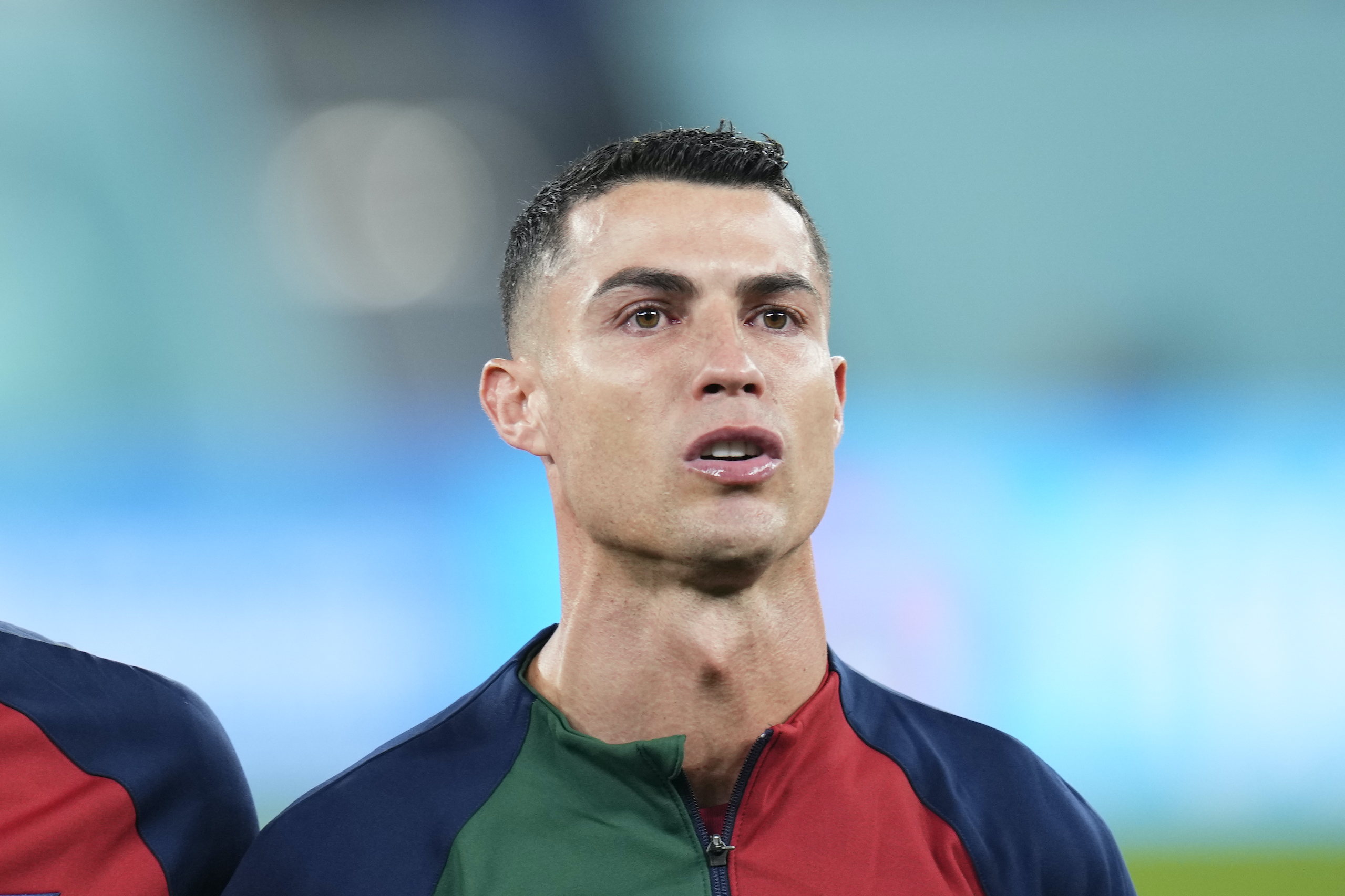Cristiano Ronaldo klar til aktion på fodboldbanen. Wallpapers