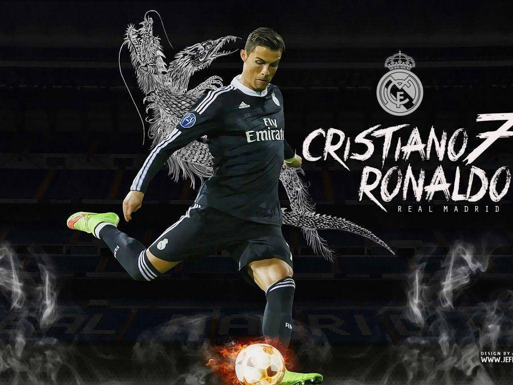 Cristiano Ronaldo med Real Madrid-logoet Wallpapers