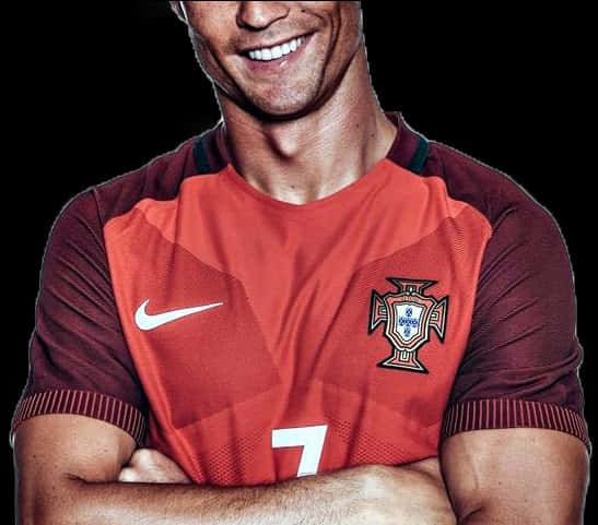 Cristiano Ronaldo smilende i Portugal-trøje Wallpapers