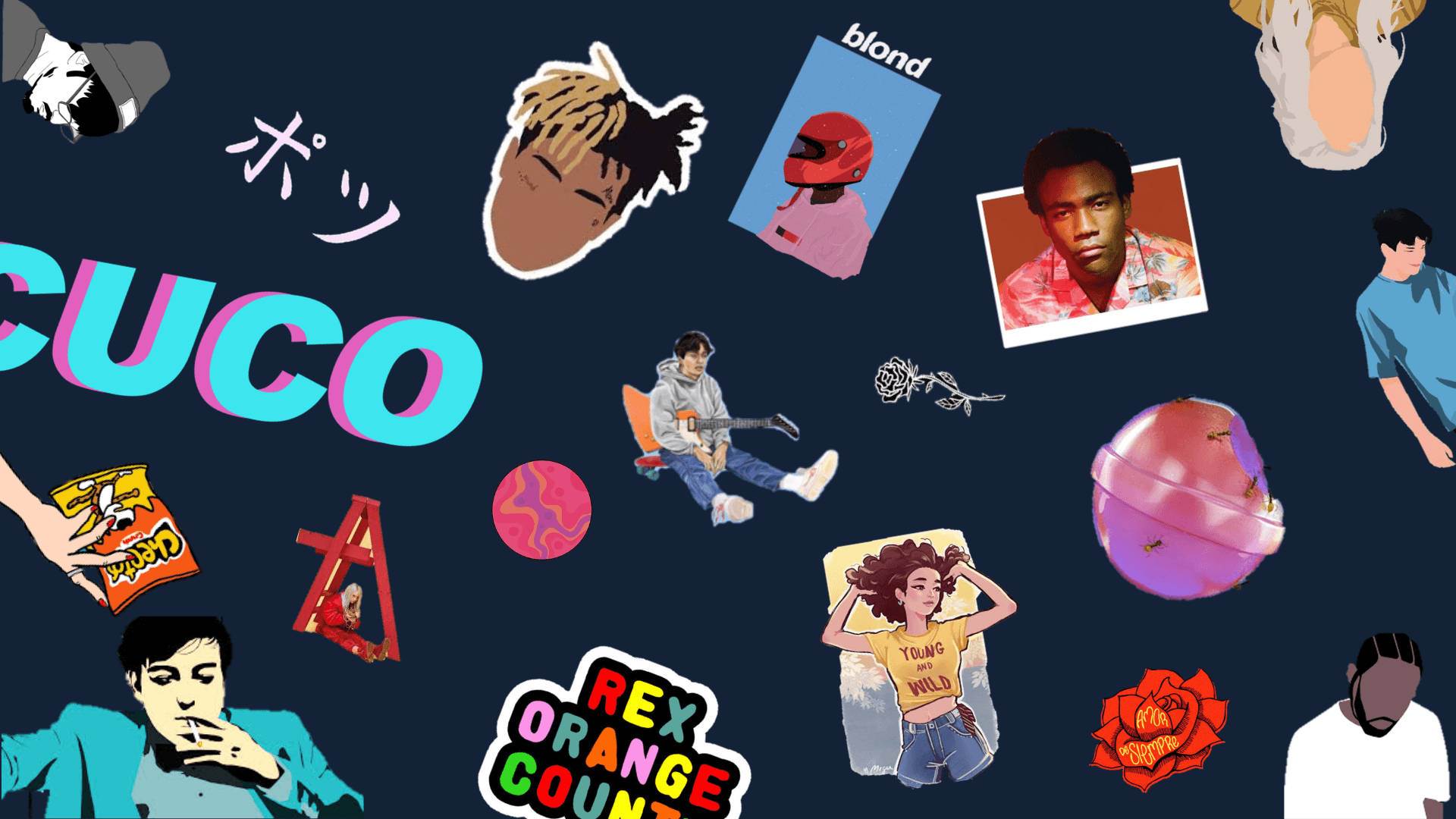 cuco - en collage af klistermærker med ordet cuco Wallpapers