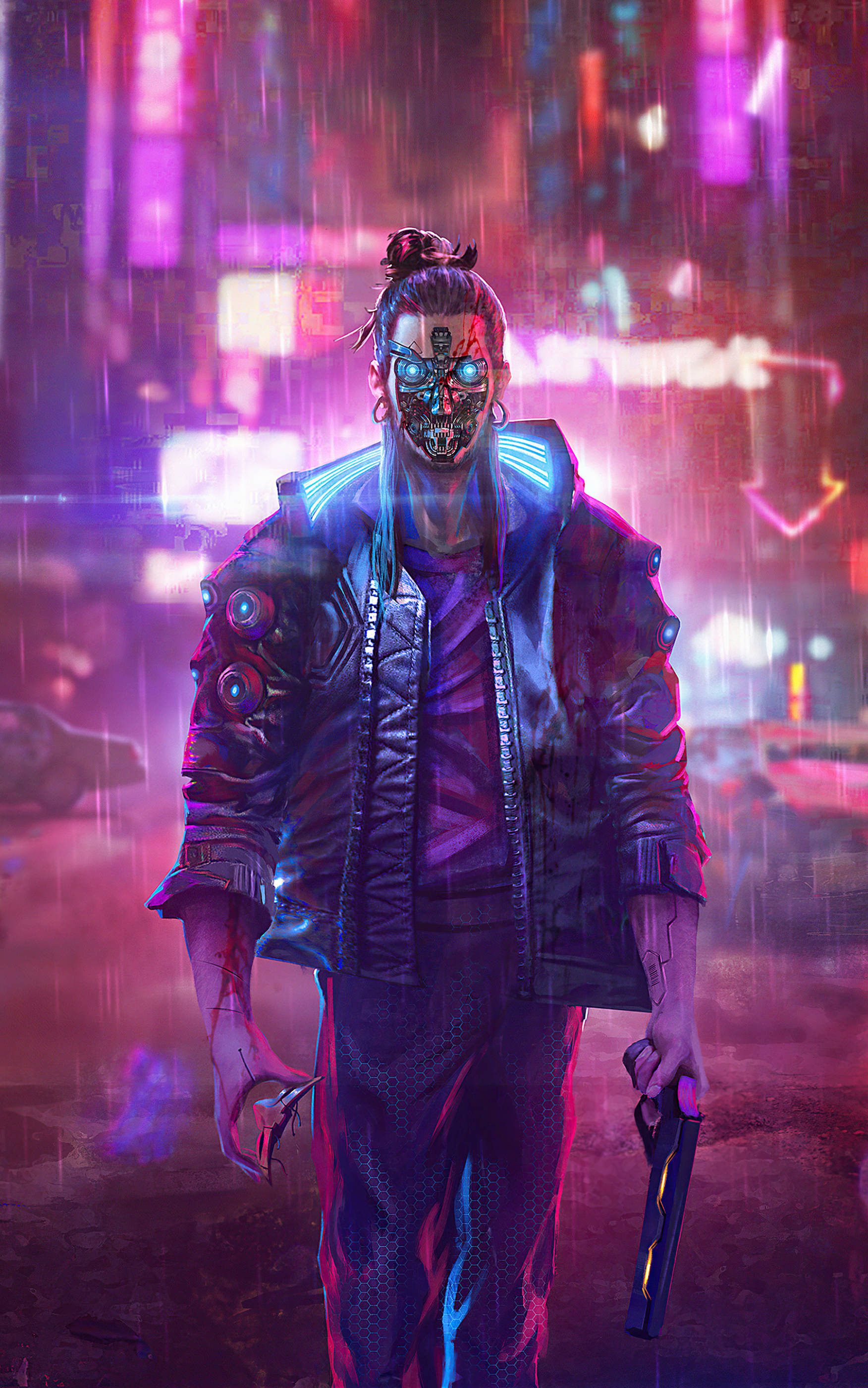 Cyberpunk mandlig android lejesoldat Wallpapers