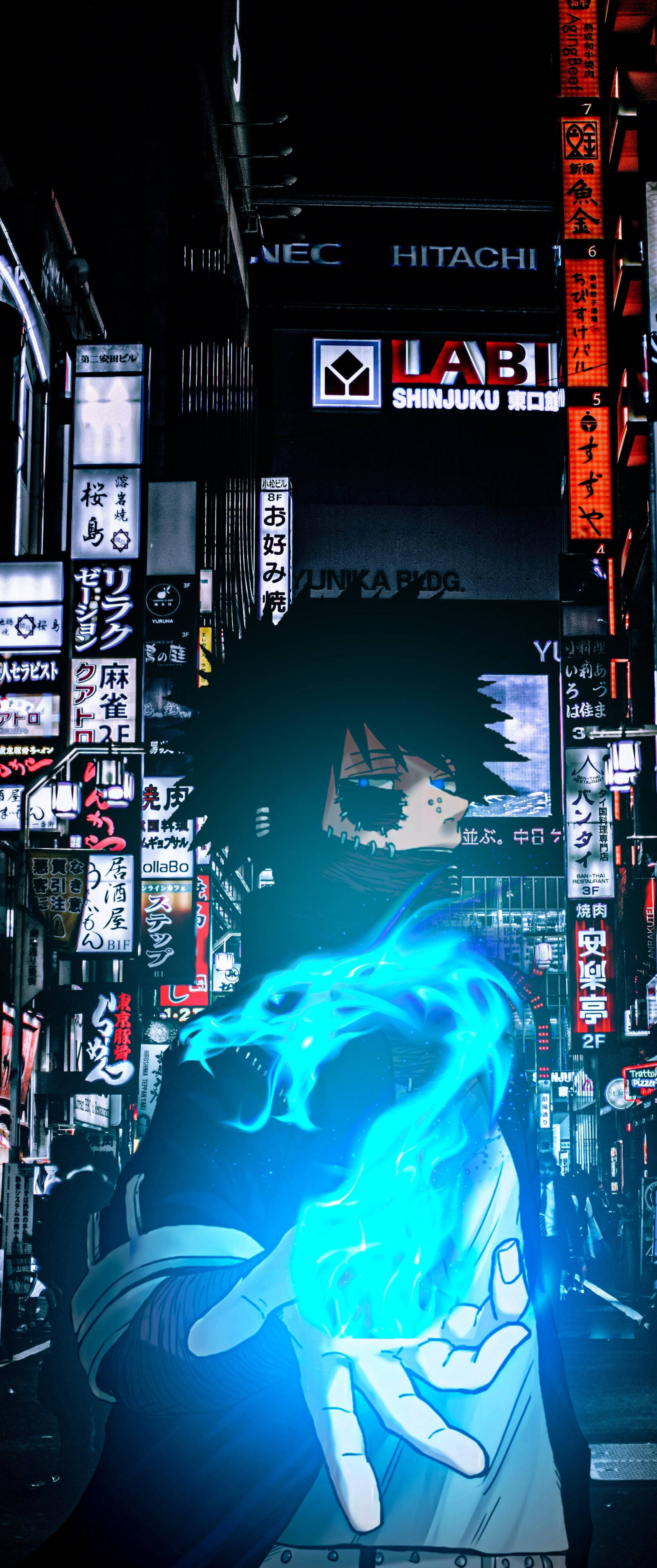 Dabi Med Blå Ild I My Hero Academia Telefon Wallpapers