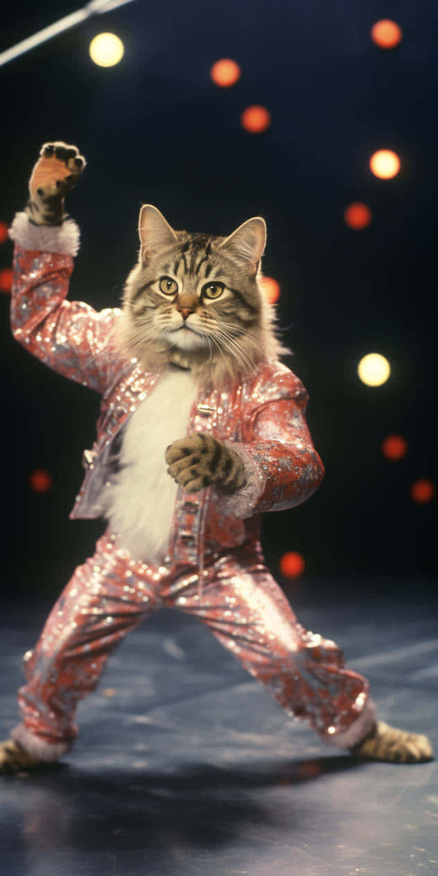Dansende kat i funklende kostume Wallpapers