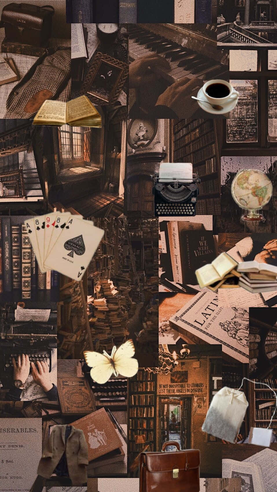 Dark Academia æstetisk biblioteksscene Wallpapers