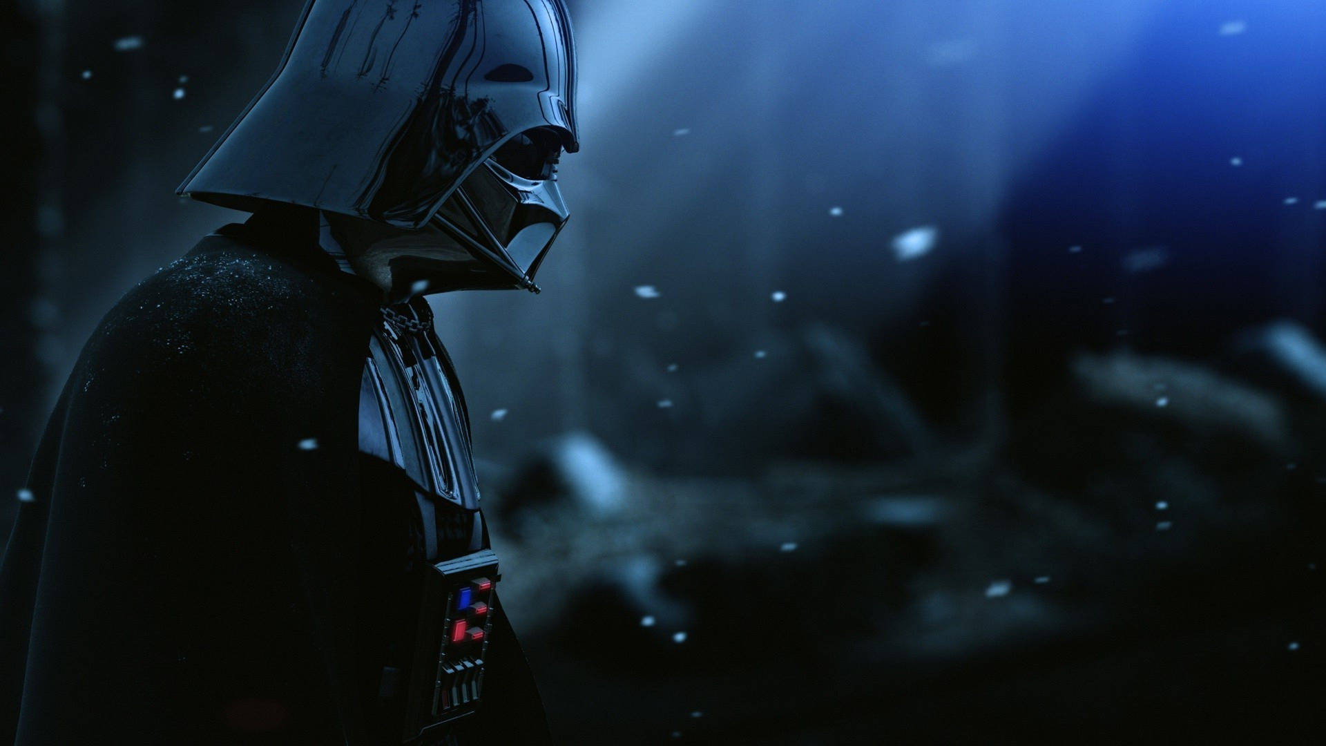 Star Wars-baggrundsbillede af Darth Vader set fra siden med sne i baggrunden — Star Wars Wallpapers