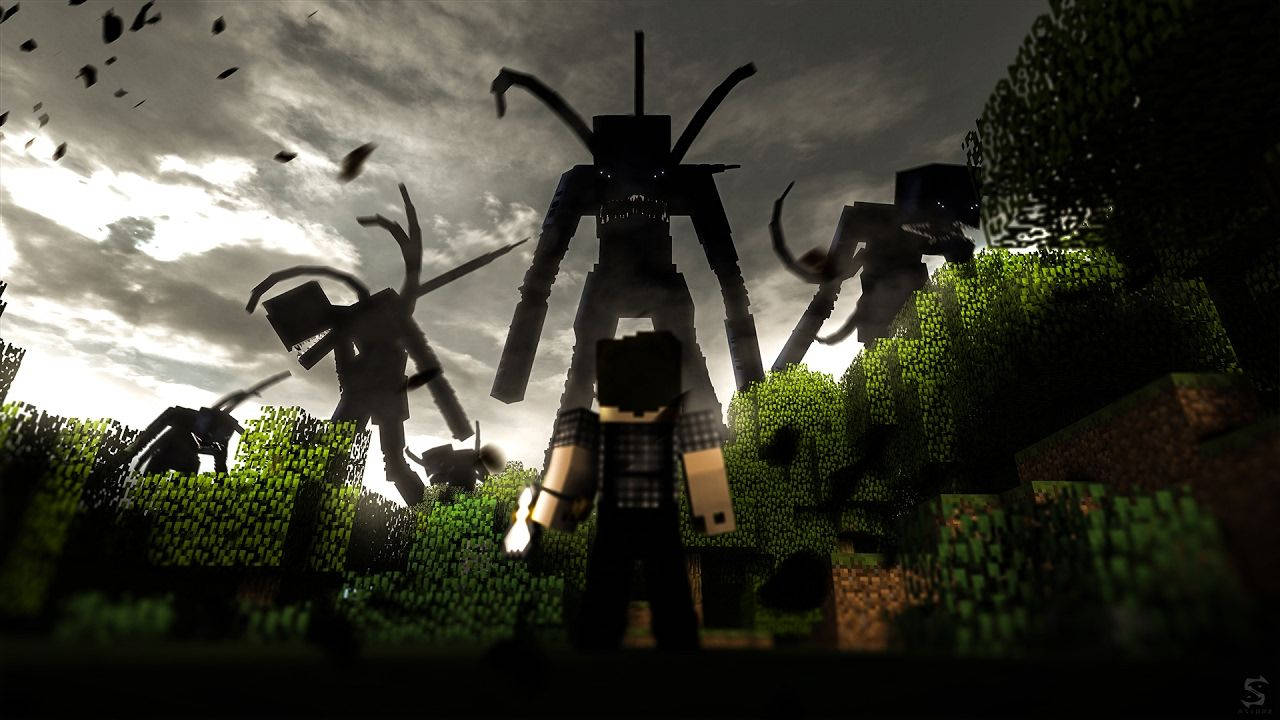 De korrupte slaver rider i kamp i Minecraft Wallpapers