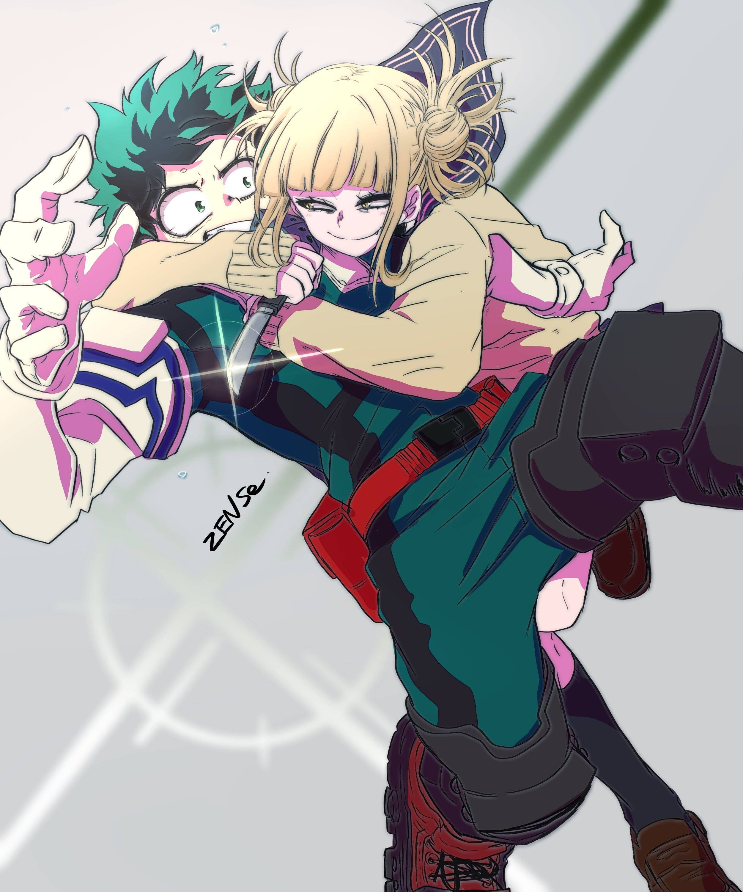 Deku omfavnet af Toga Wallpapers