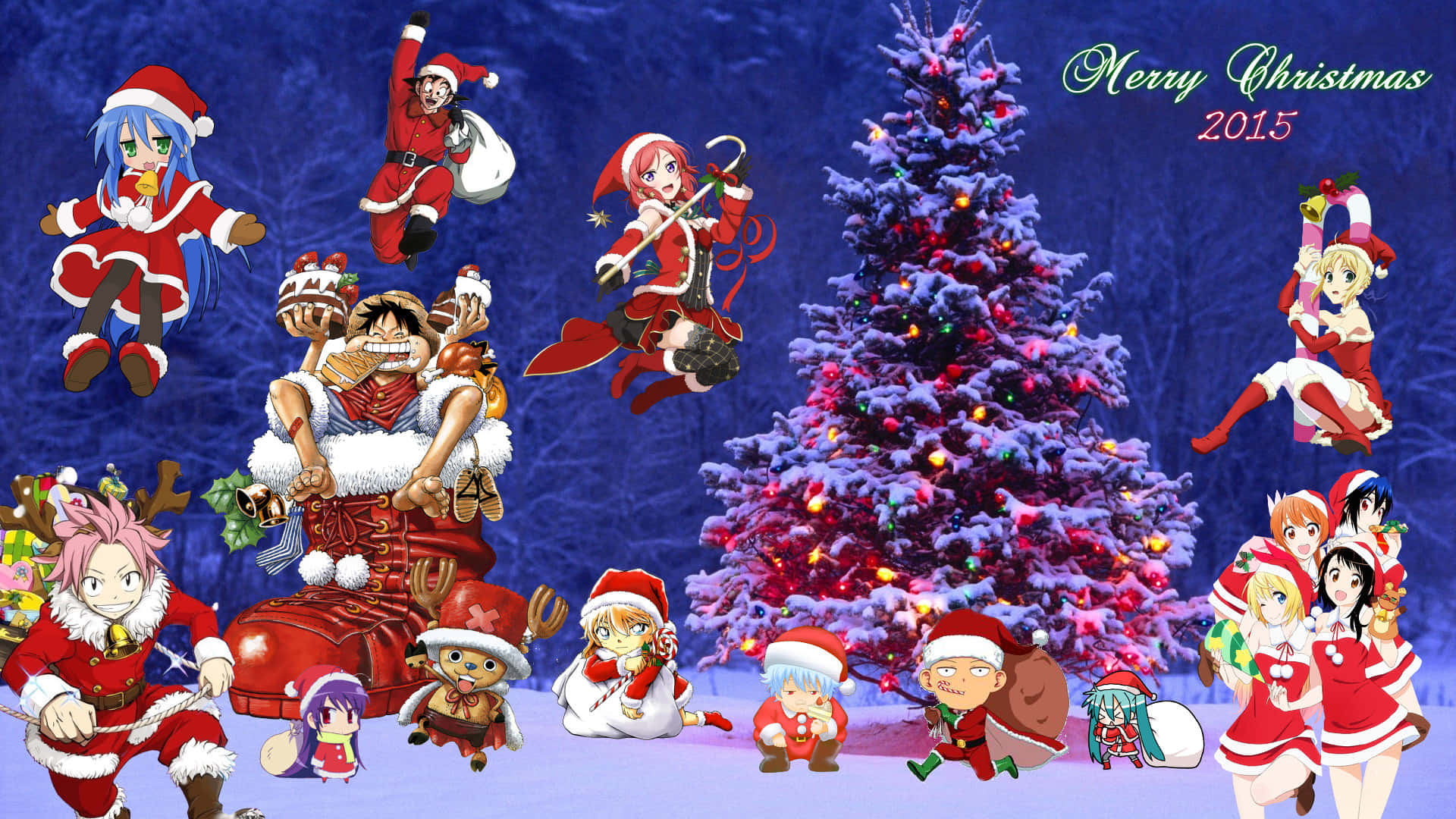 Del julestemningen med disse søde anime-figurer! Wallpapers