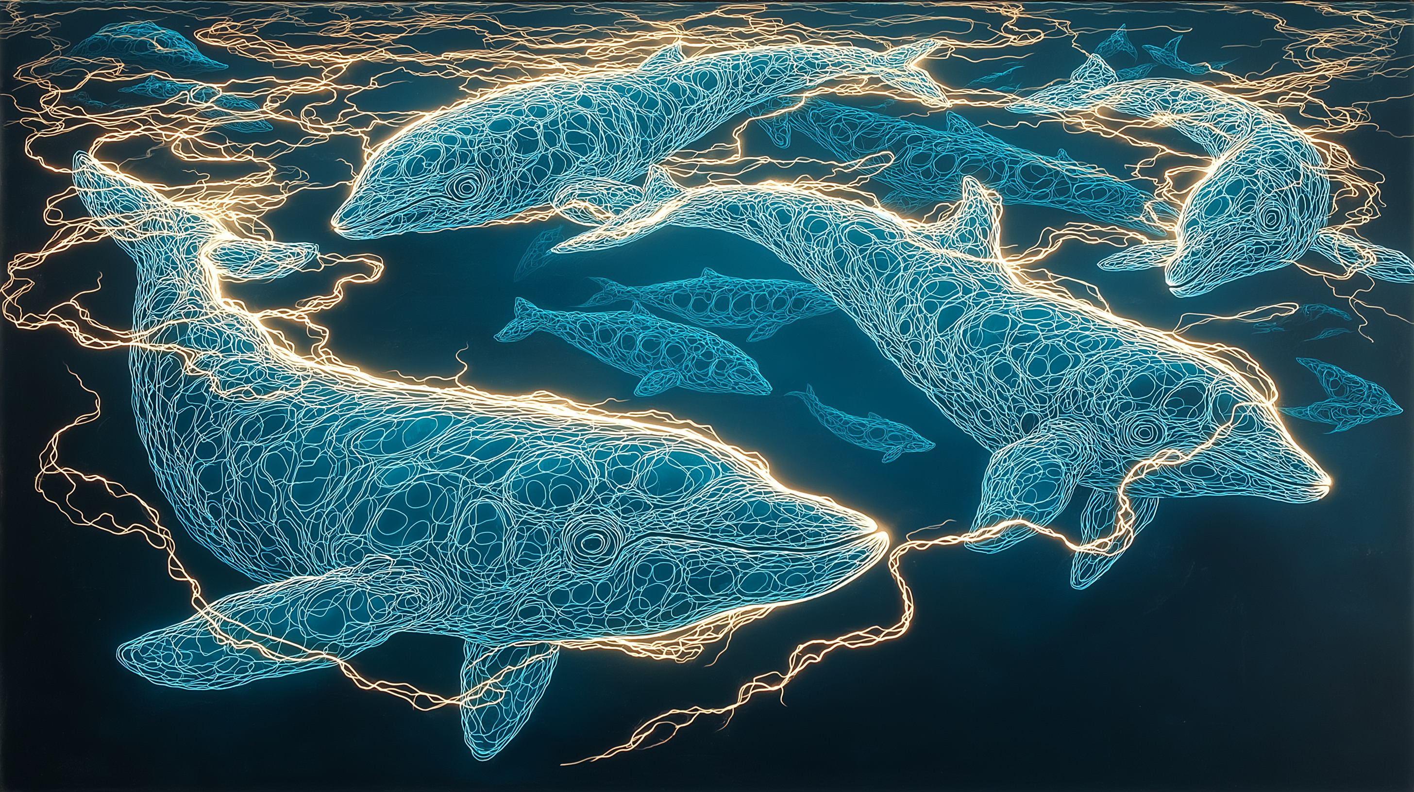 Delfiner i bioluminescerende vand Wallpapers