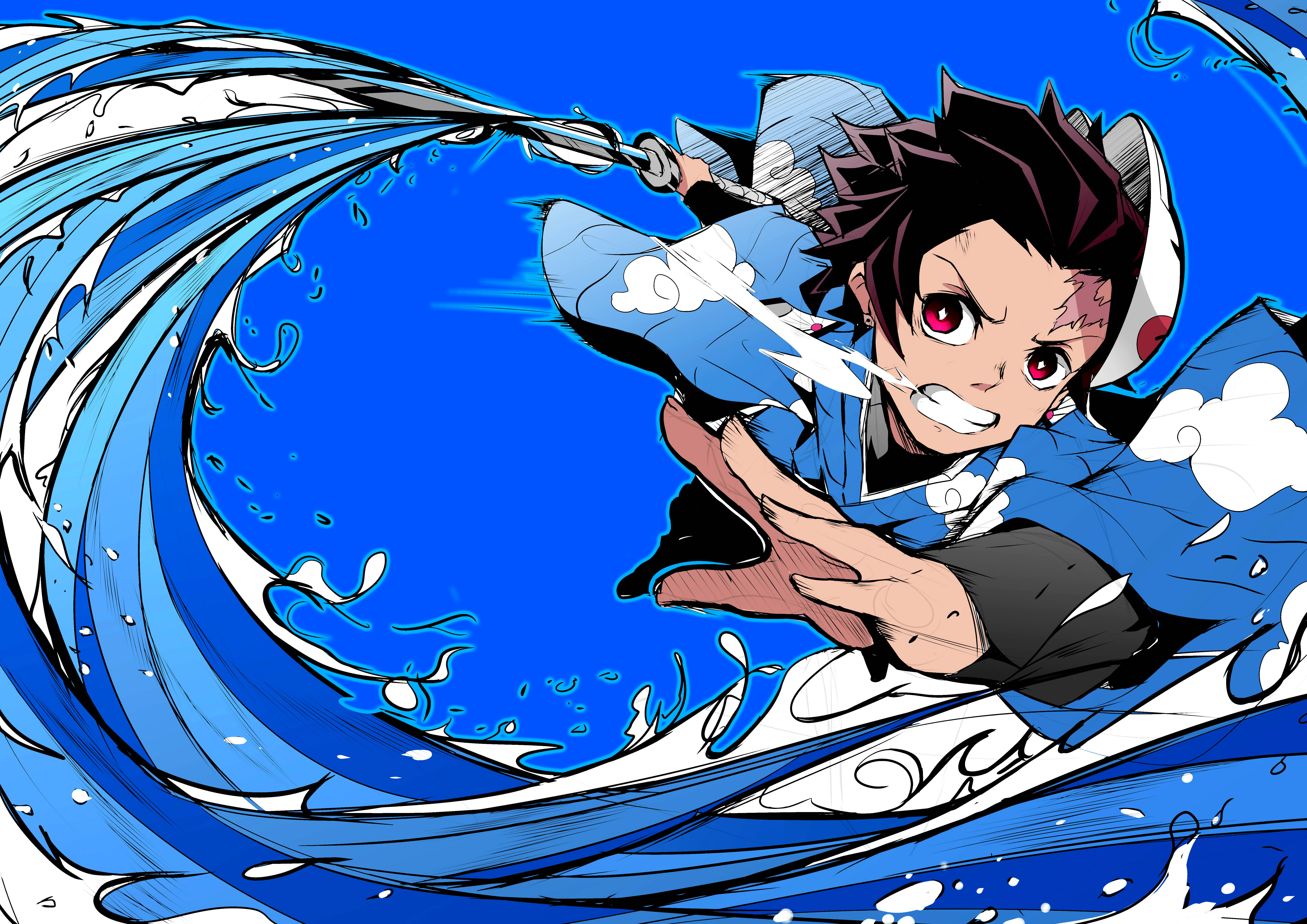 Demon Slayer 4K Tanjiro Blå Wallpapers