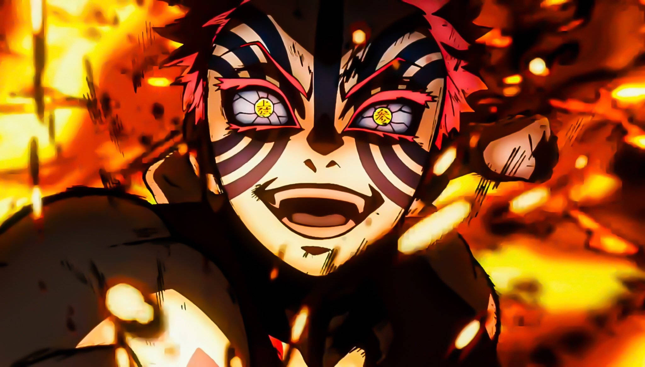 Demon Slayer Akaza Uorden Dæmon Teknik Wallpapers