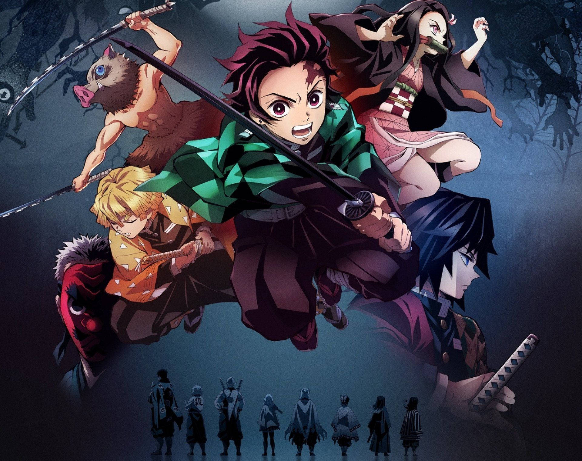 Demon Slayer-holdet klar til kamp Wallpapers