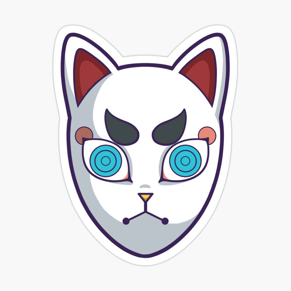 Demon Slayer maske blå øjne kat Wallpapers