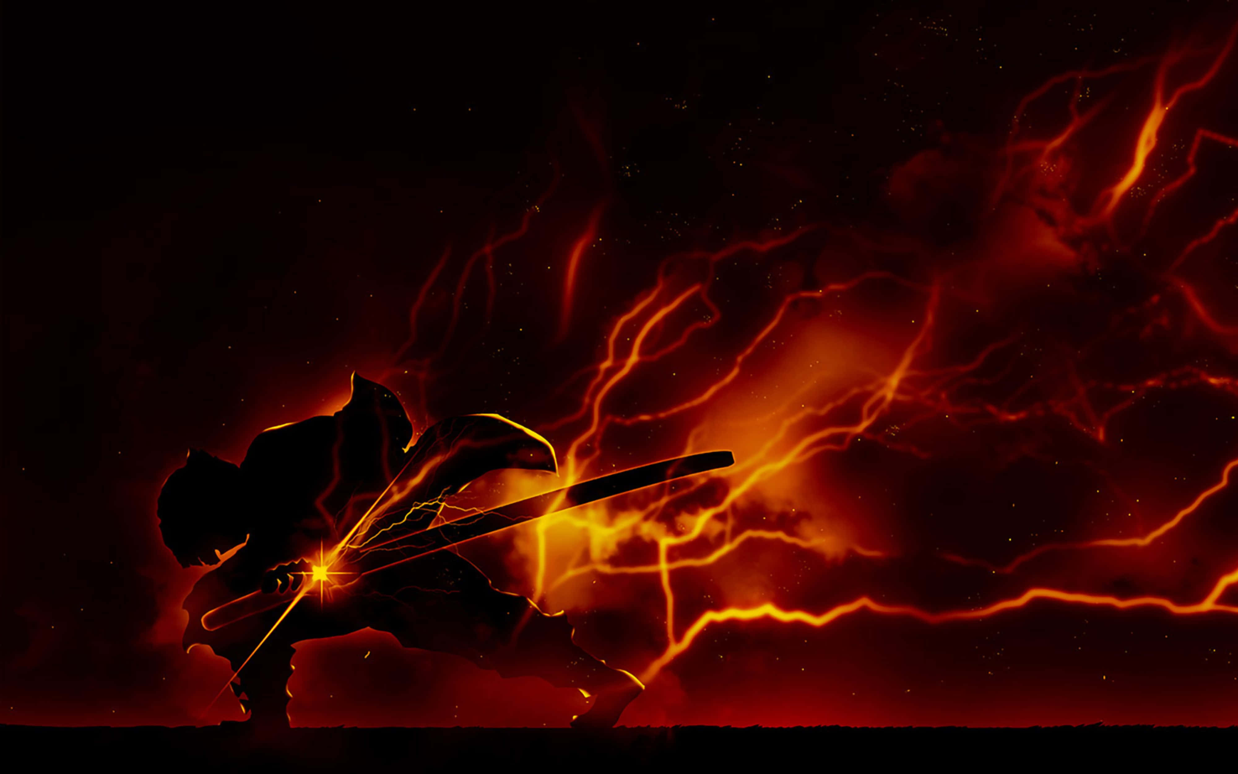 Demon Slayer Zenitsu flammende kræfter 4K Wallpapers