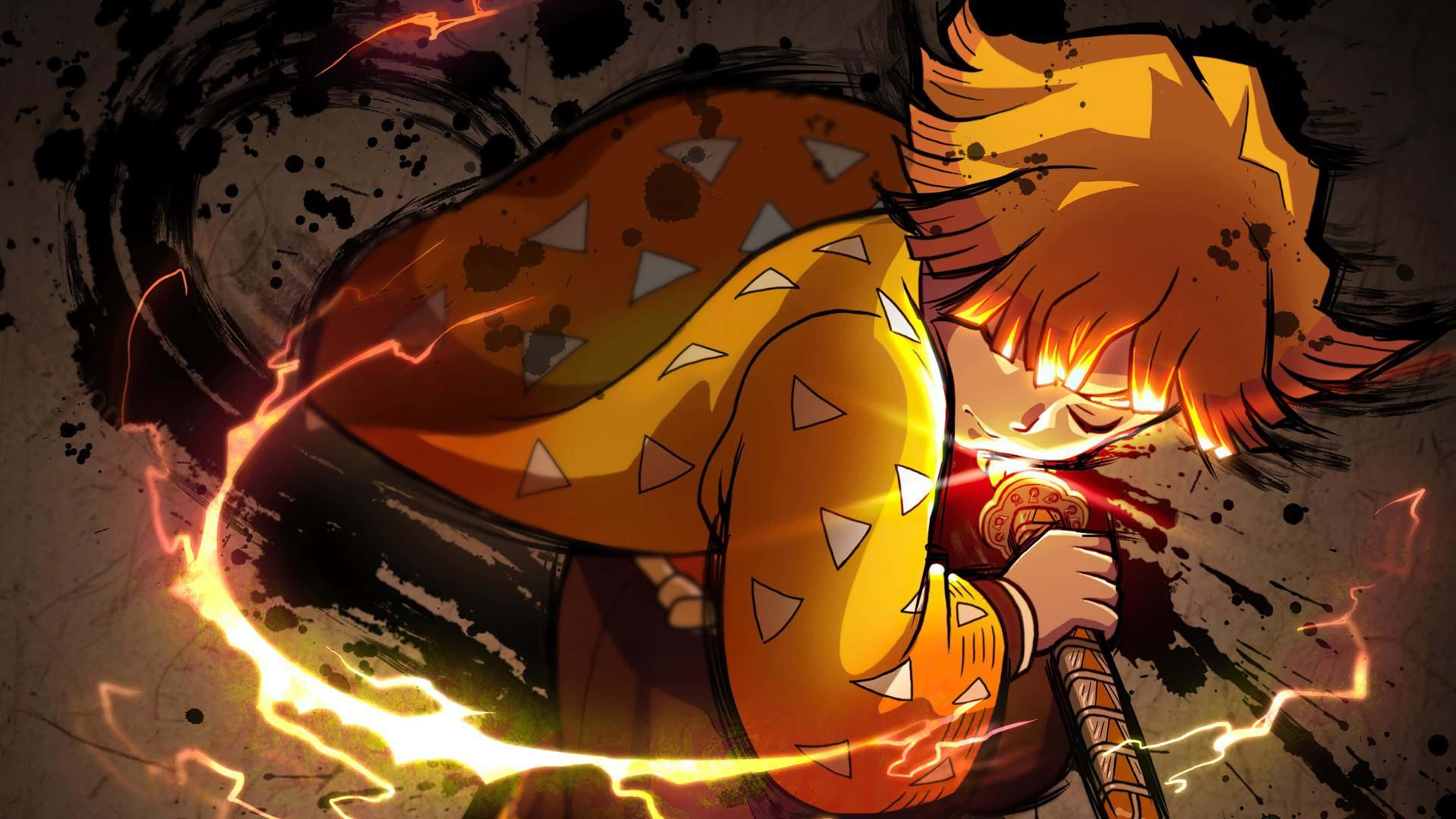 Demon Slayer Zenitsu dræber ondskab 4K Wallpapers
