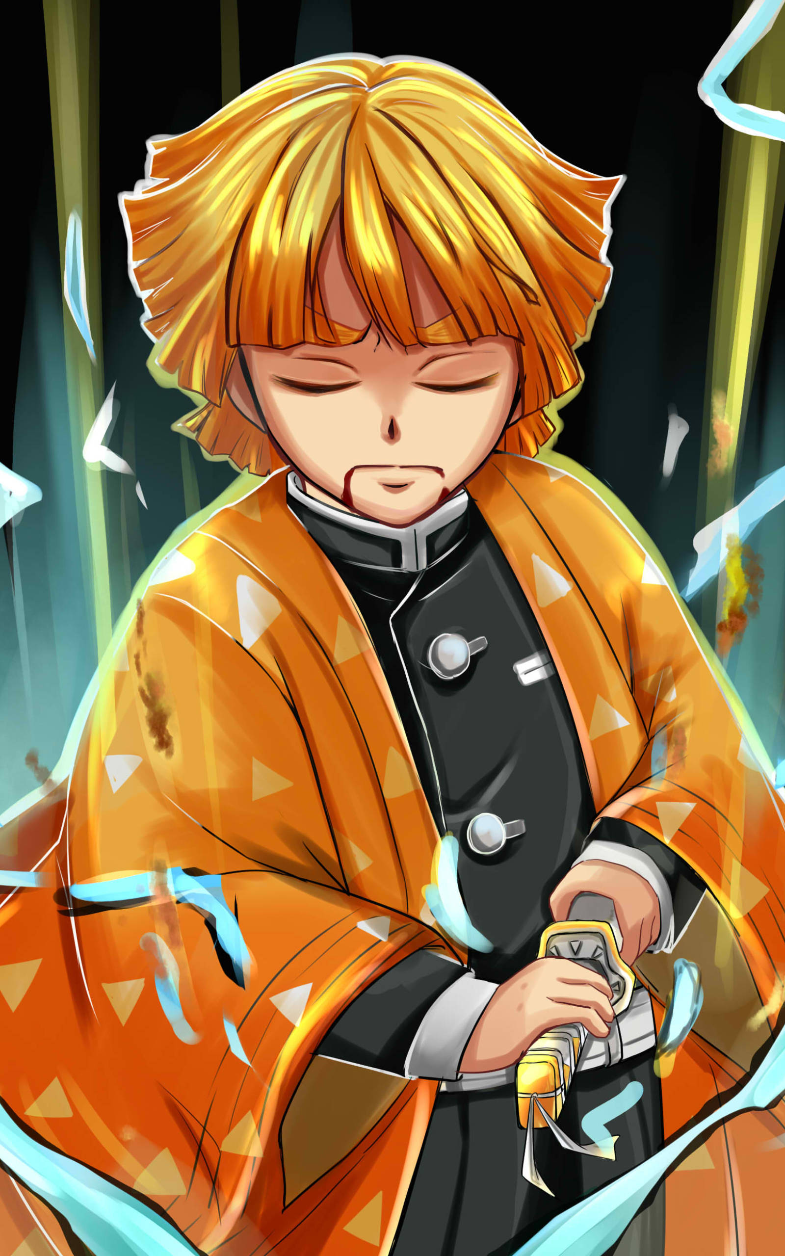 Demon Slayer Zenitsu koncentrerer sig Wallpapers