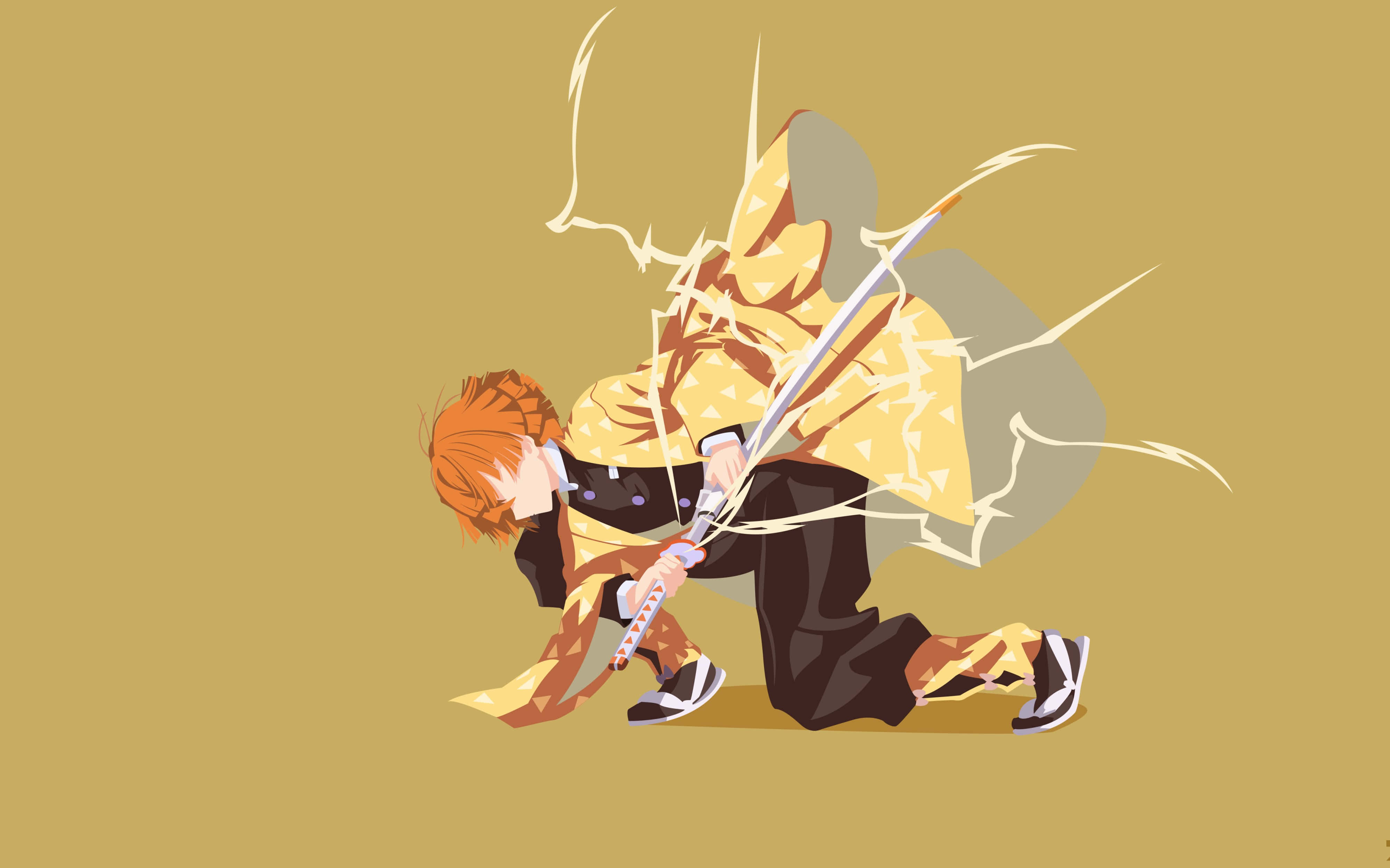 Demon Slayer Zenitsu Kunstværk 4K Wallpapers