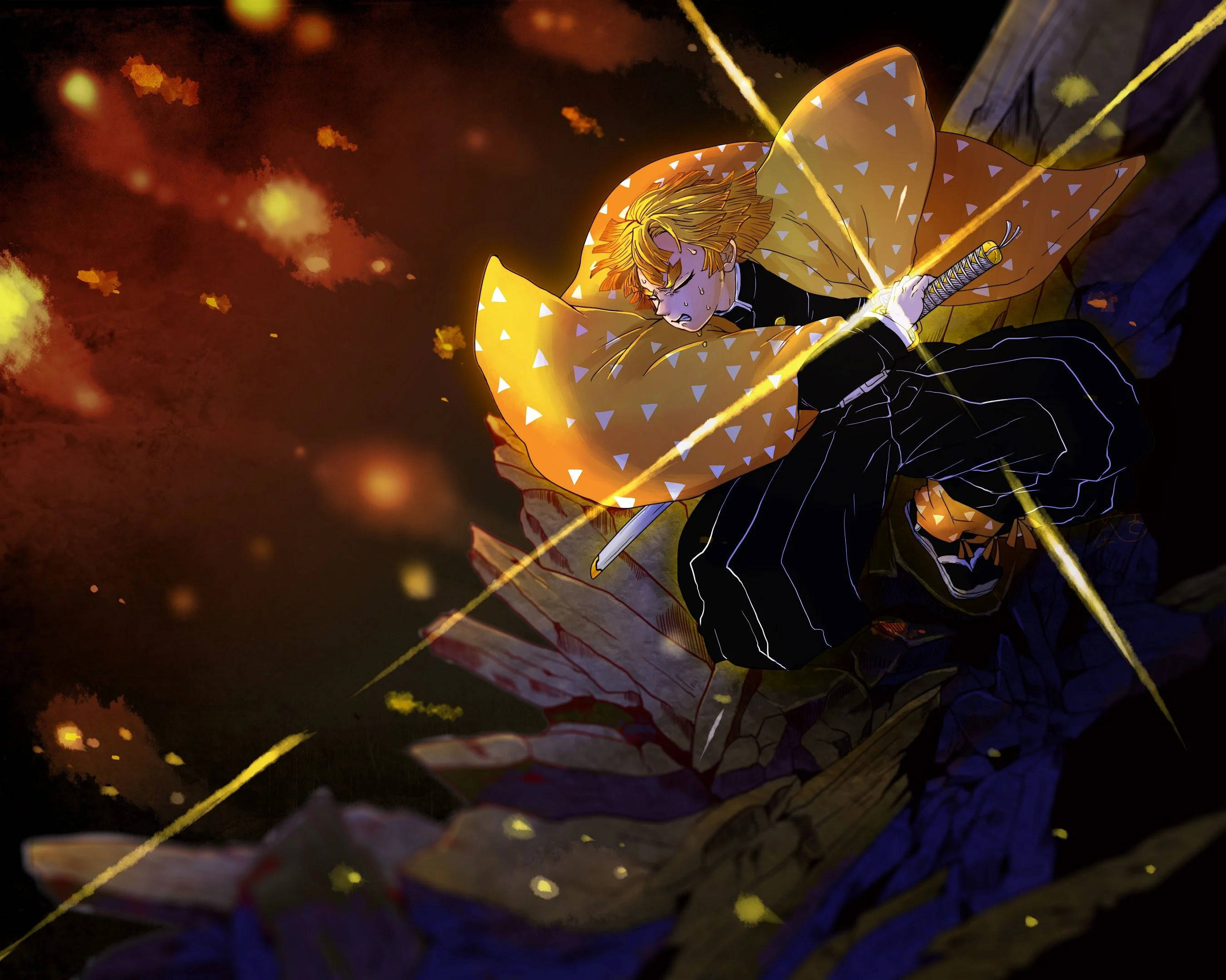 Demon Slayer Zenitsu Sværdglimt Wallpapers