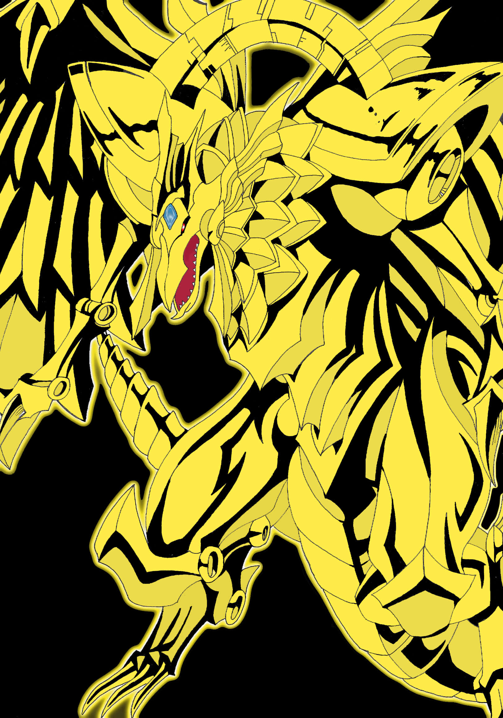 Den bevingede drage af Ra, et kraftfuldt egyptisk gudekort i Yu-Gi-Oh! Wallpapers