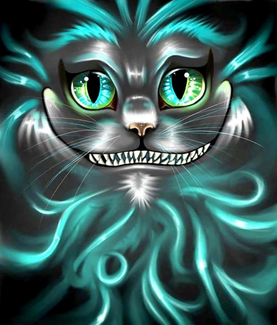 Den ikoniske Cheshire Cat, der kigger frem fra en paddehat i al sin drilske pragt. Wallpapers