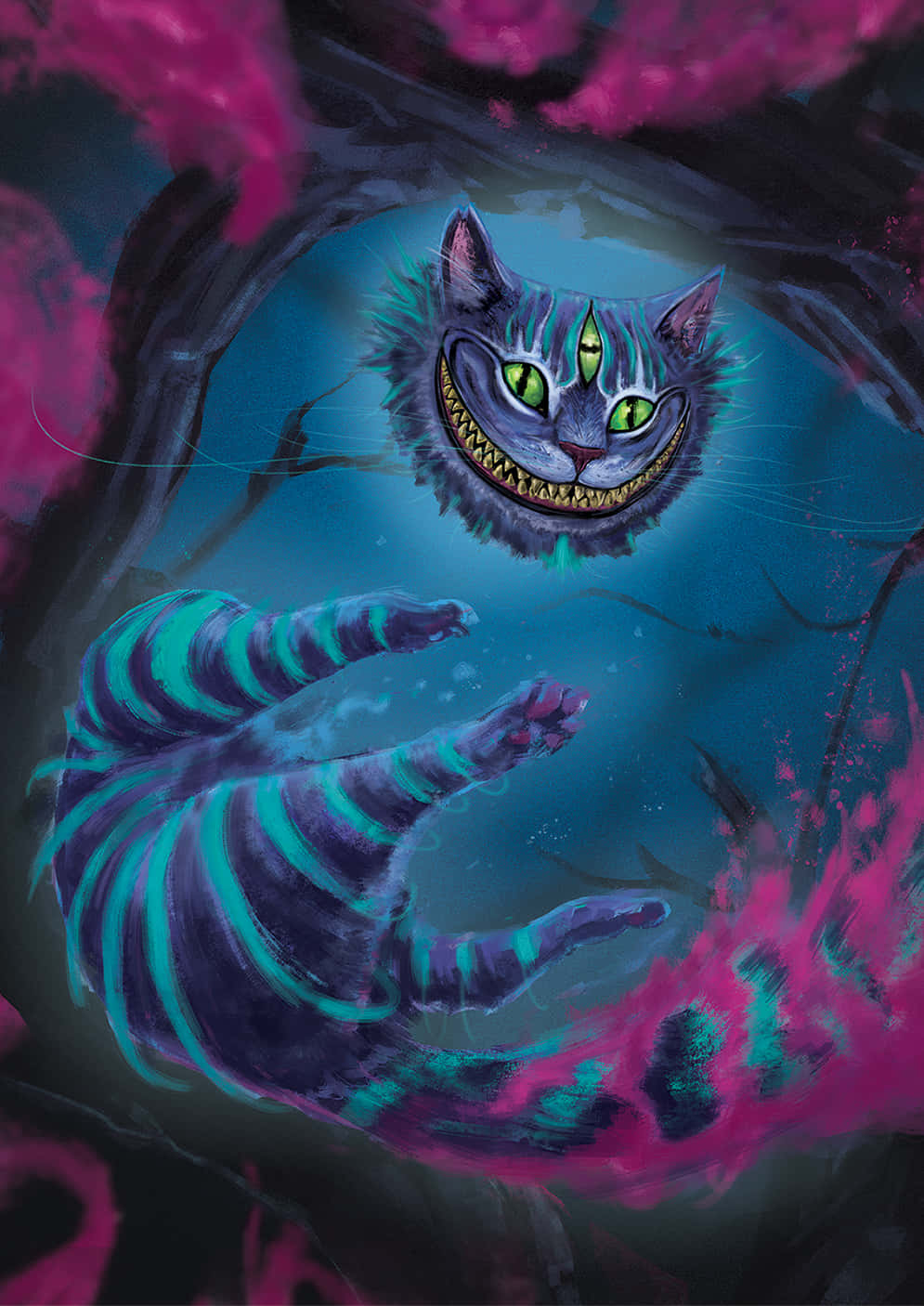 Den ikoniske Cheshire Cat med sit drilske smil er en klassisk karakter fra Alice i Eventyrland-historierne. Wallpapers