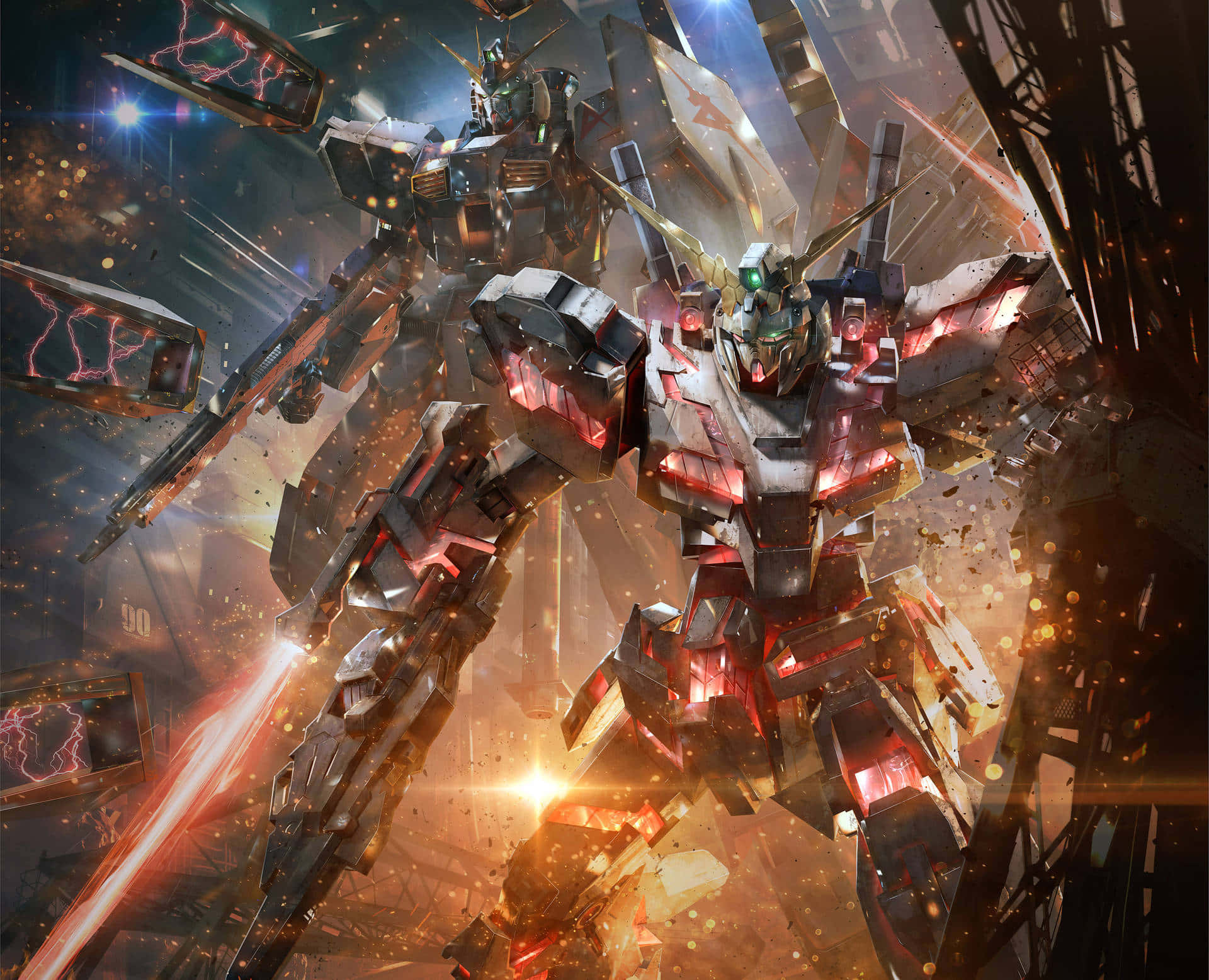 Den ikoniske Gundam viser sin styrke på slagmarken Wallpapers
