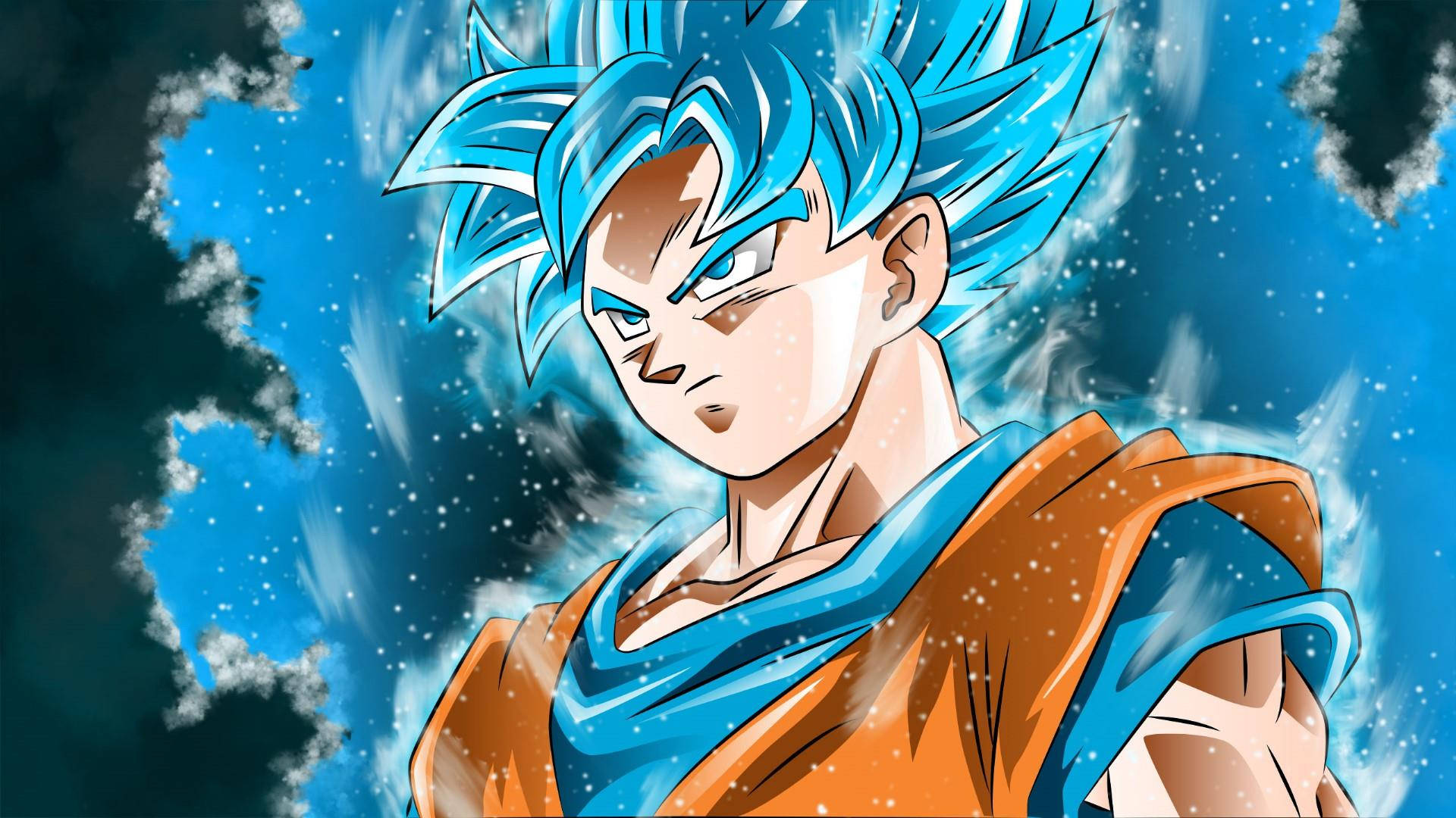 Wallpaper af Son Goku i nærbillede Super Saiyan Blue-tilstand — Goku Wallpapers