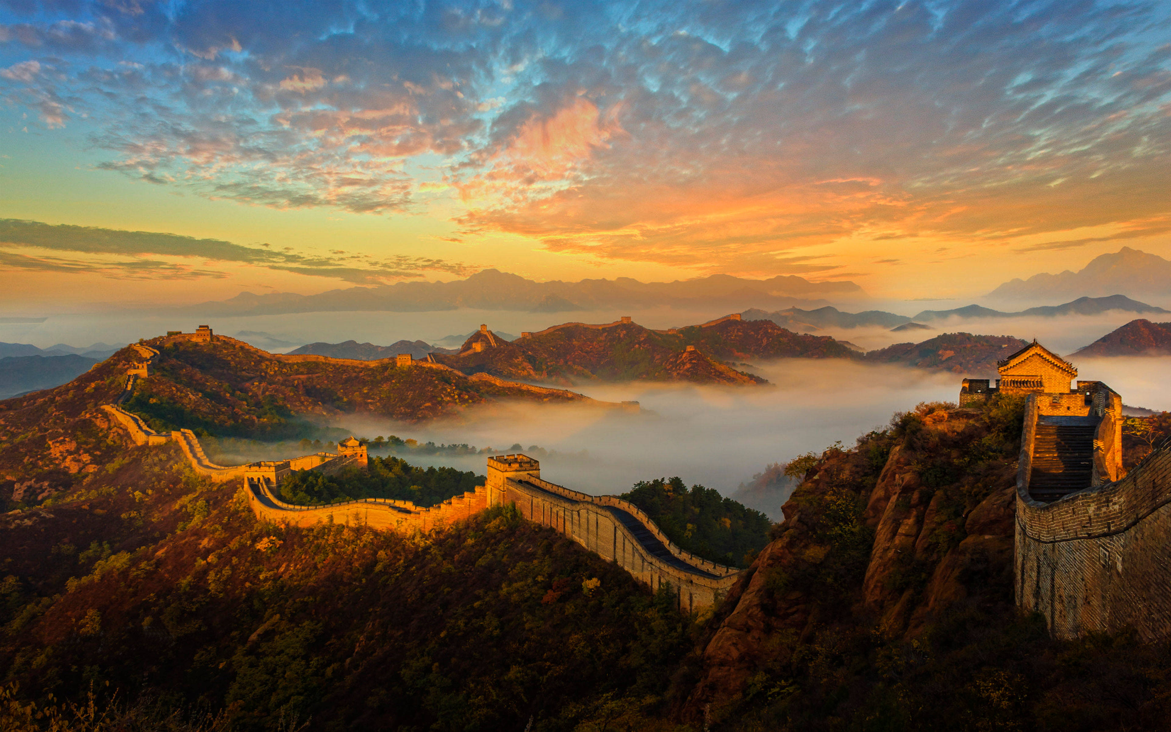Den Kinesiske Mur i gyldne timer Wallpapers