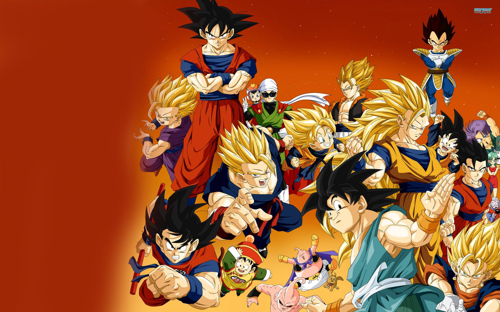 Dragon Ball Z Super Saiyaner San Goku, Vegeta, Gohan, Goten og andre karakterer. — Goku Wallpapers