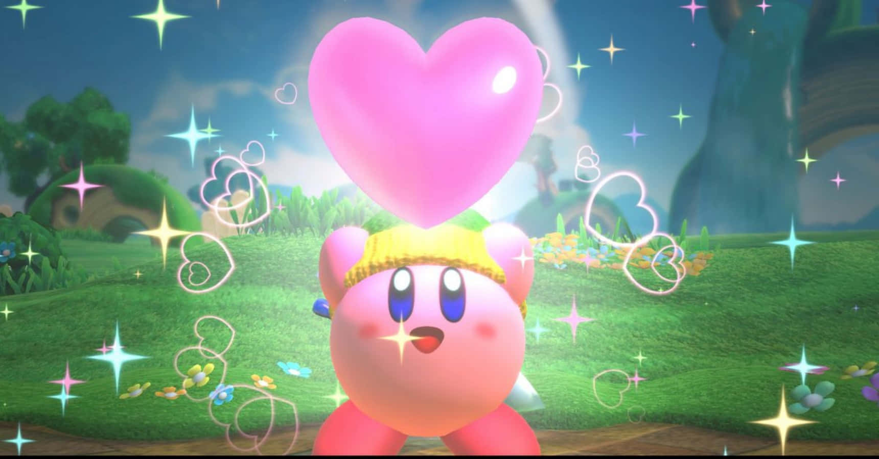 Den lyserøde puffball Kirby er klar til kamp Wallpapers