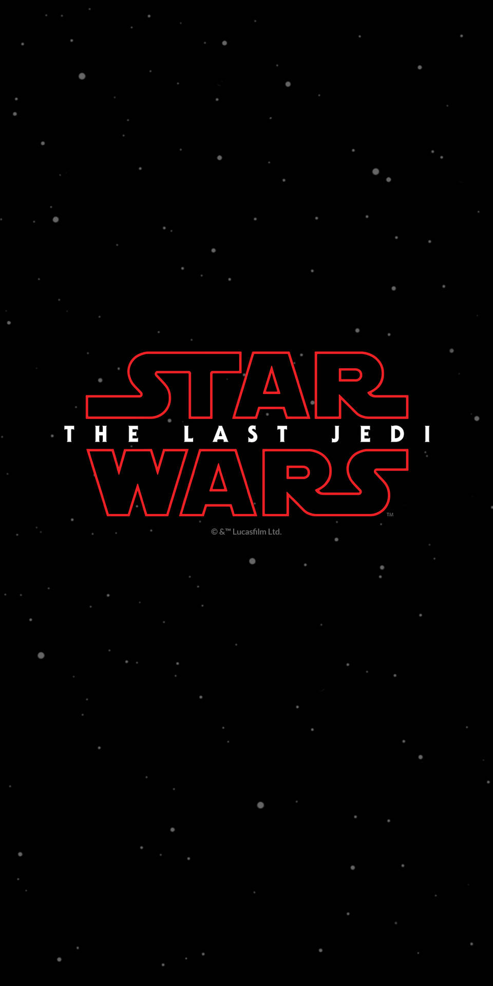 Star Wars Den Sidste Jedi-titel med rød skrifttype på sort stjernebaggrund — Star Wars Wallpapers