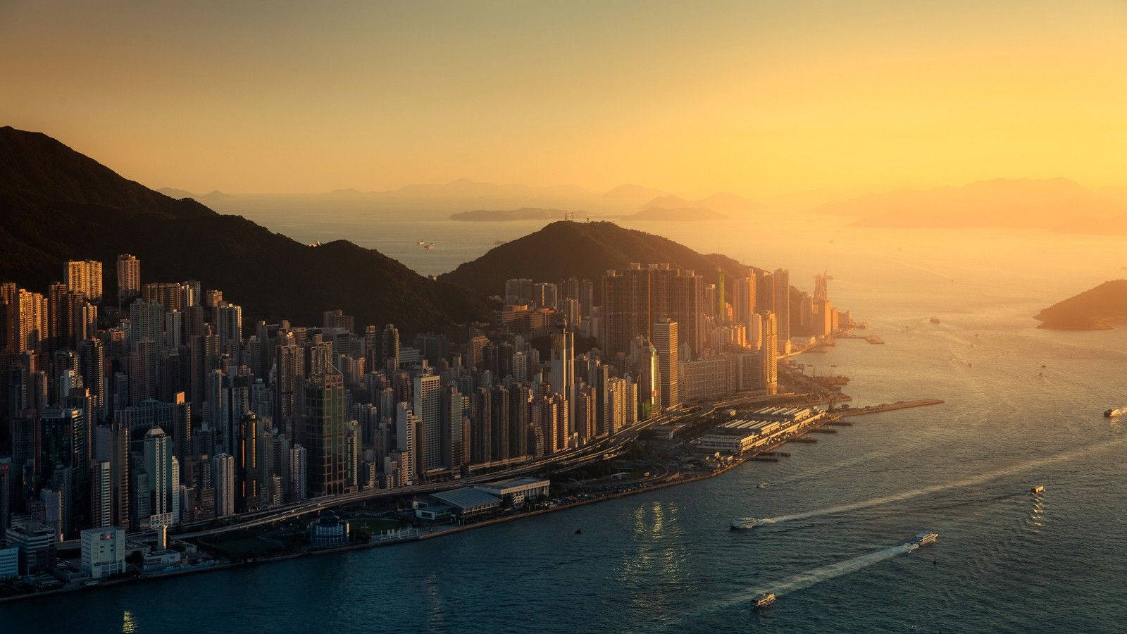 Den smukke skyline i Hongkong Wallpapers