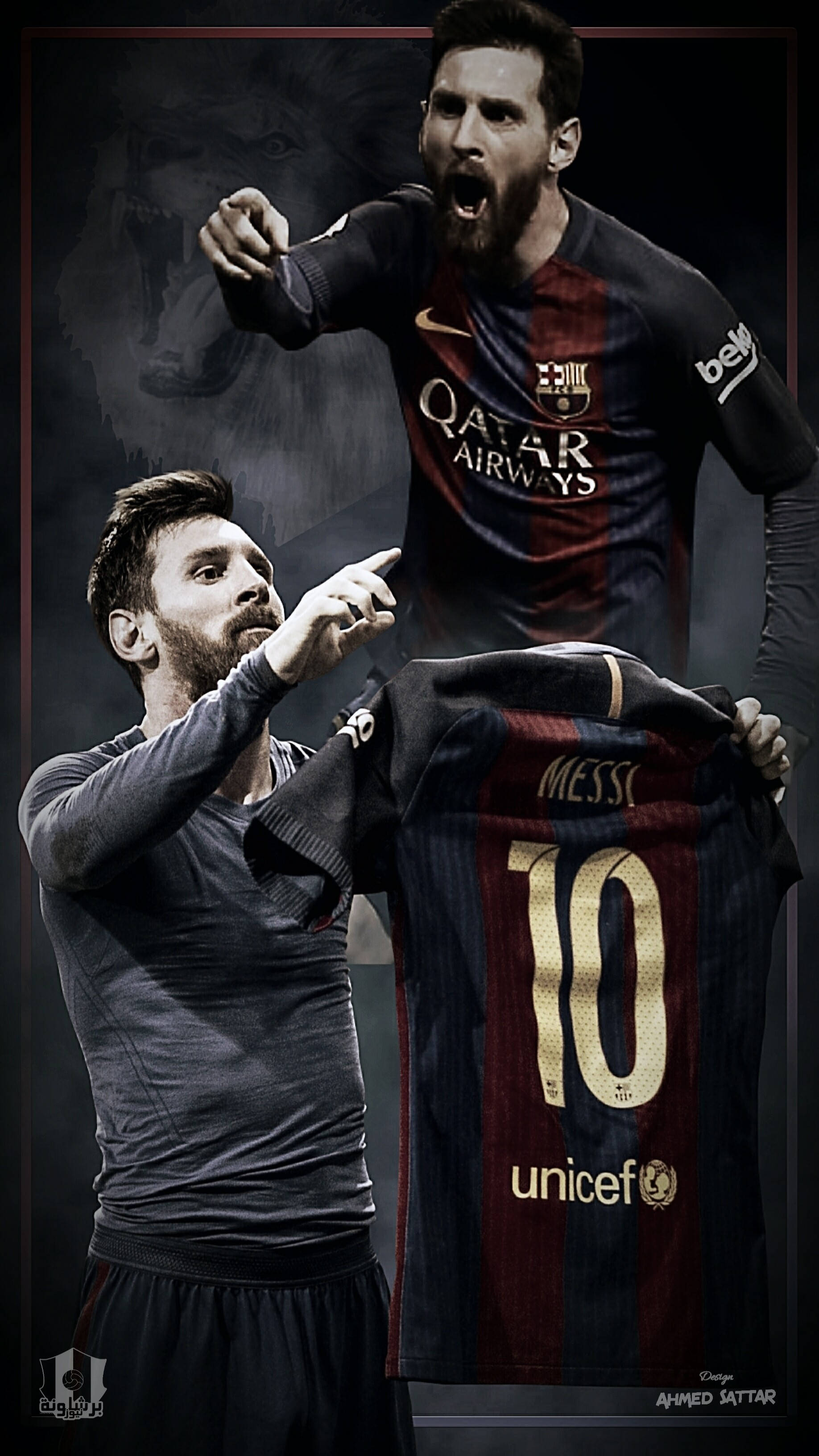 Den store Leo Messi brøler af spænding Wallpapers