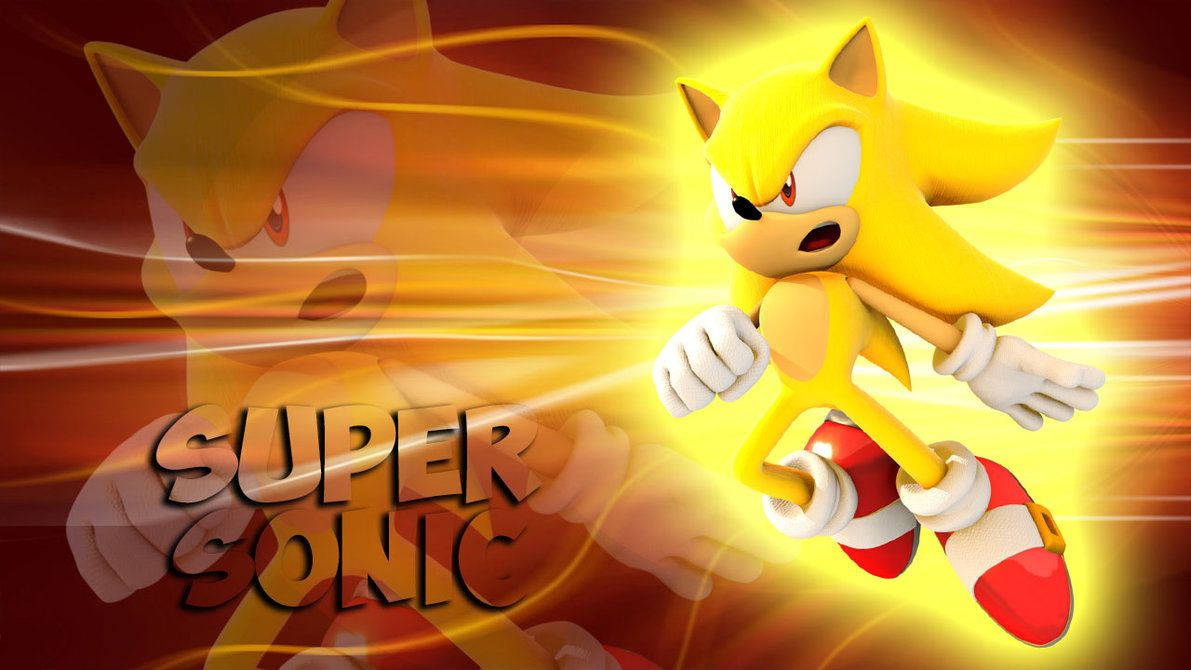 Baggrundsbillede af uovervindelig gul Super Sonic. — Sonic Wallpapers