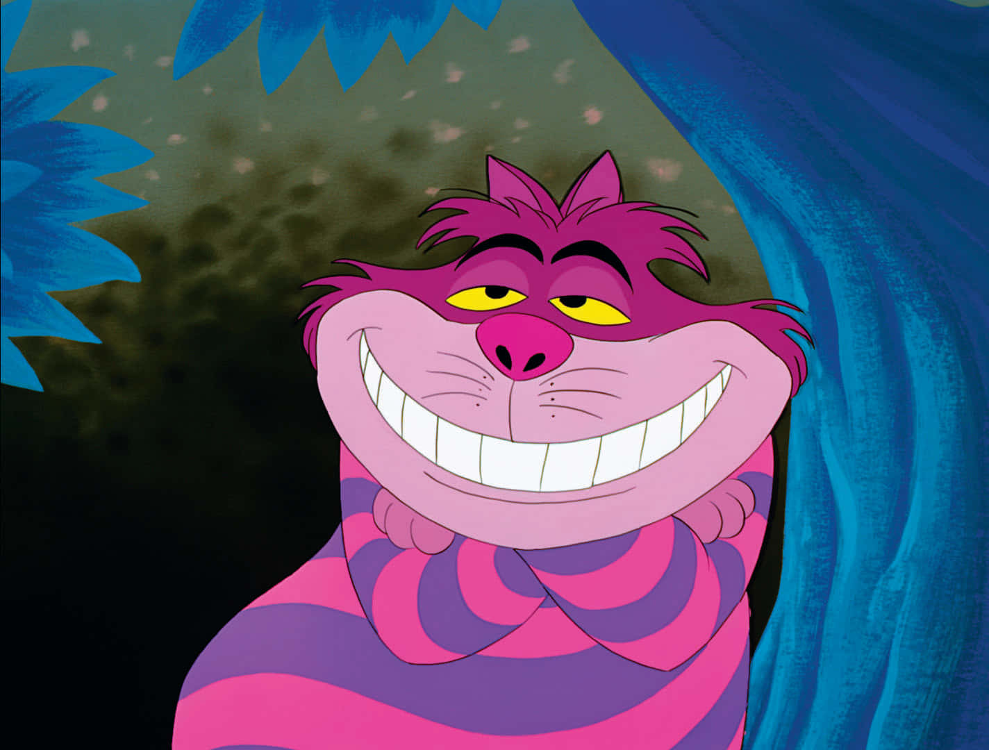Det drilske Cheshire-kat smiler fra toppen af en svamp. Wallpapers