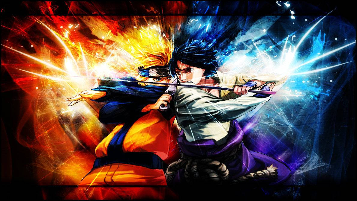 Naruto Uzumaki versus Sasuke Uchiha fra Bladbyen klar til kamp. — Naruto Wallpapers