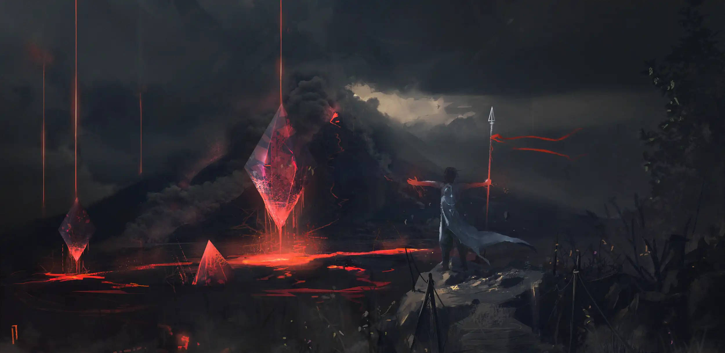 Diamantskibe i sci-fi-landskab Wallpapers