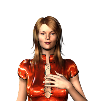 Digital blondine i rød top Wallpapers