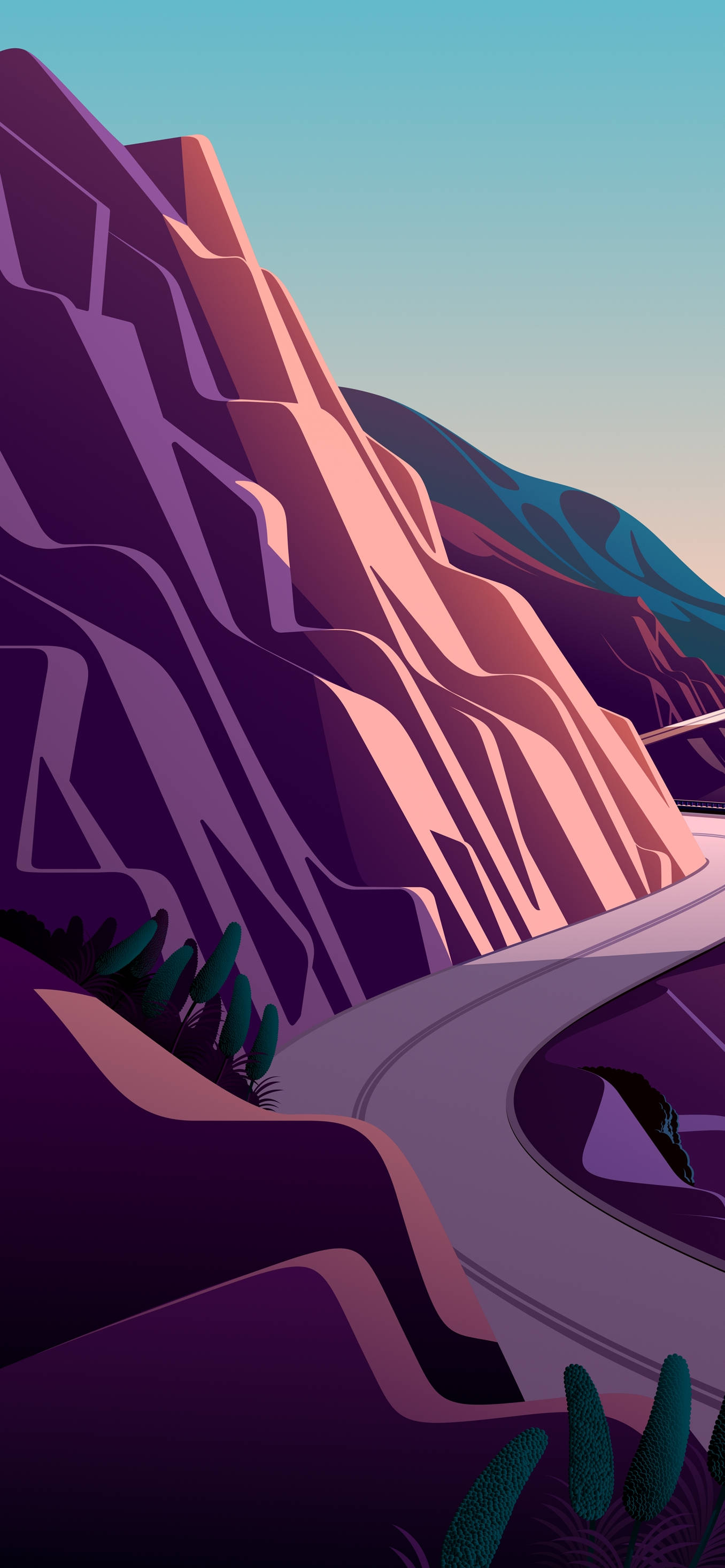 Digital kunst af bjergside til iPhone 12 Pro Wallpapers