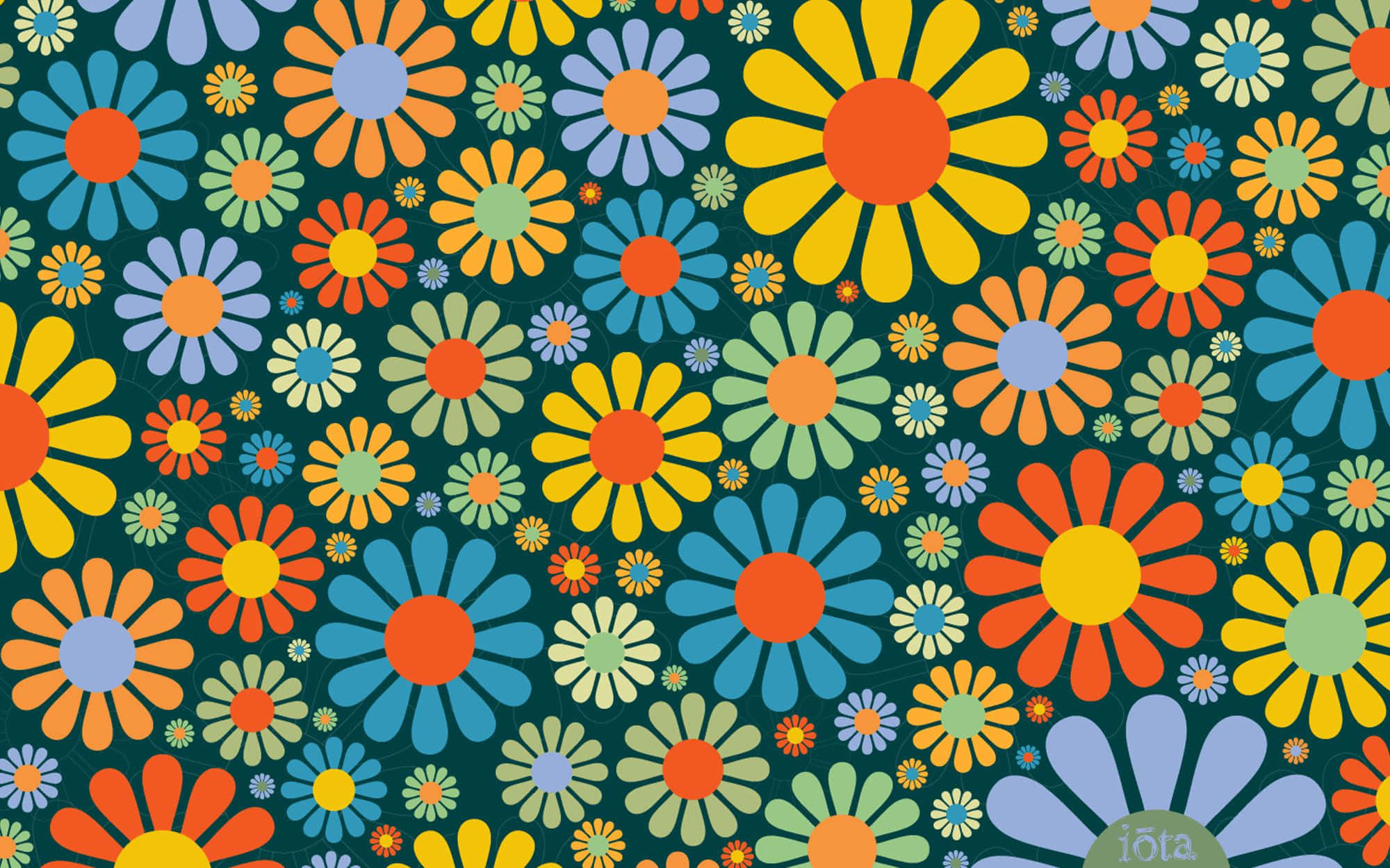 Digital kunst af blomst 70'er æstetik skrivebord Wallpapers