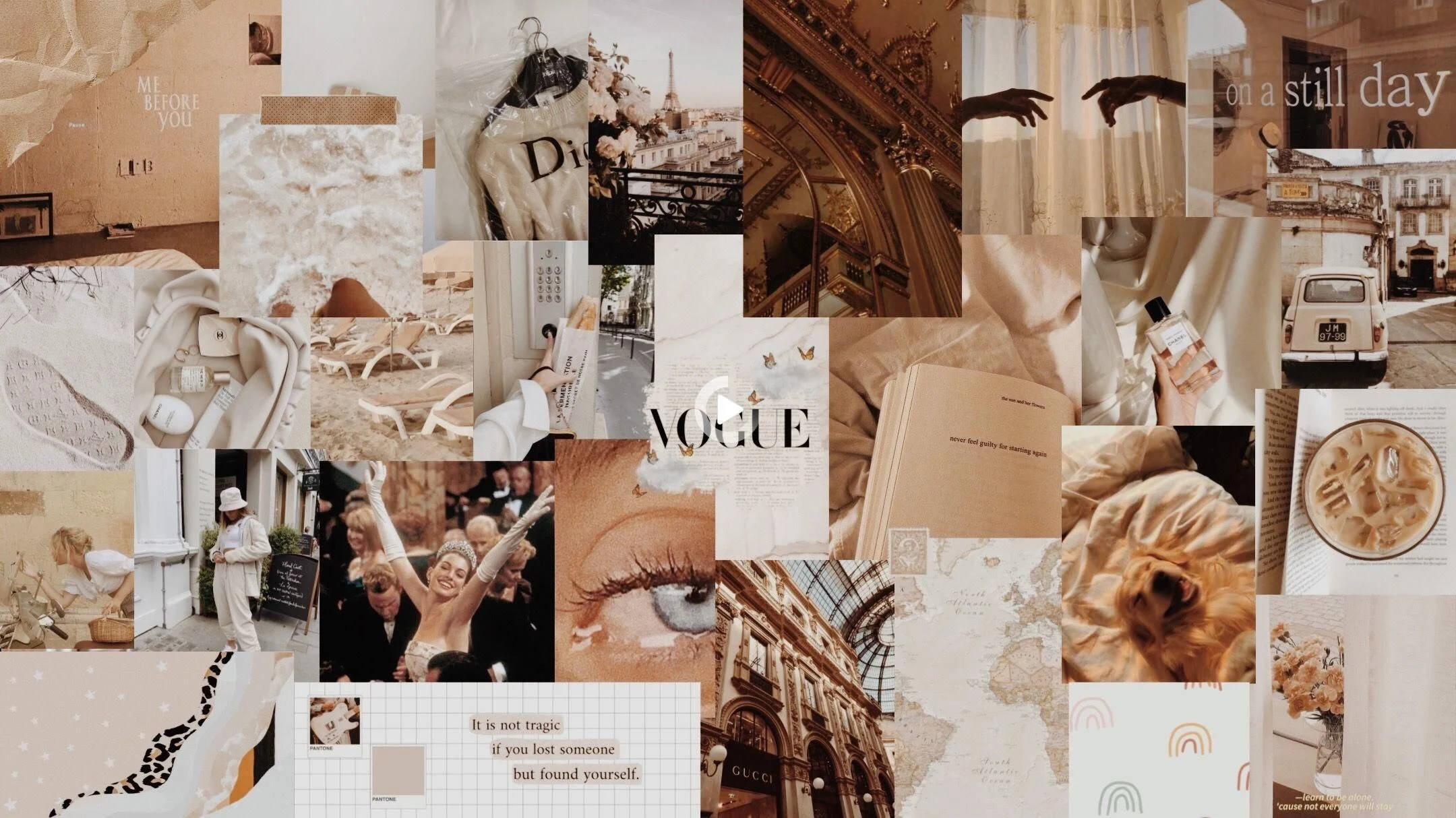 Dior, Gucci, Vogue beige æstetisk collage Wallpapers